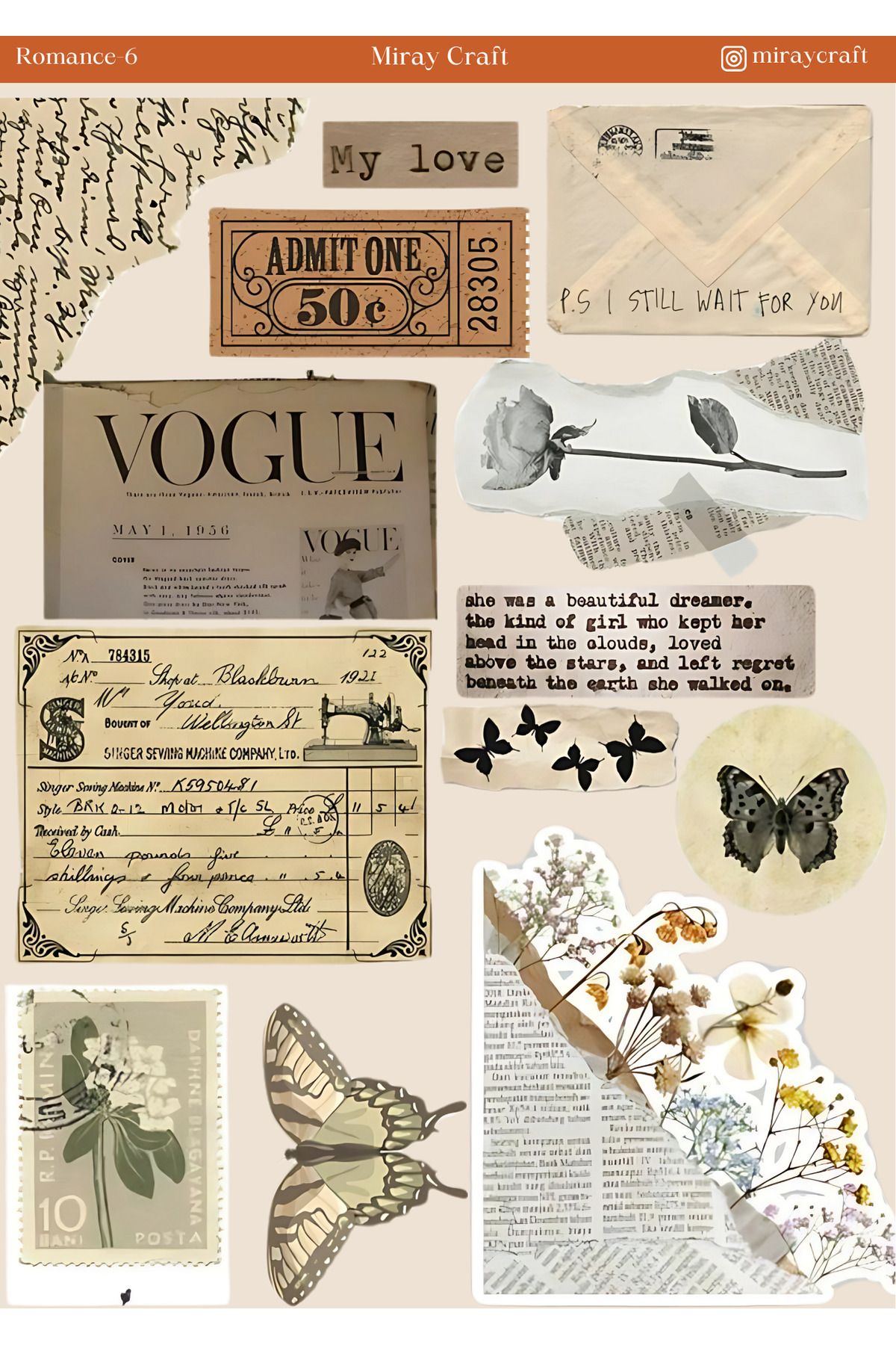 MirayDesign 1 Adet Aşk Notları Temalı Sticker (12x17 cm) Bullet Journal, Scrapbook, Ajanda ve Planlayıcı İçin