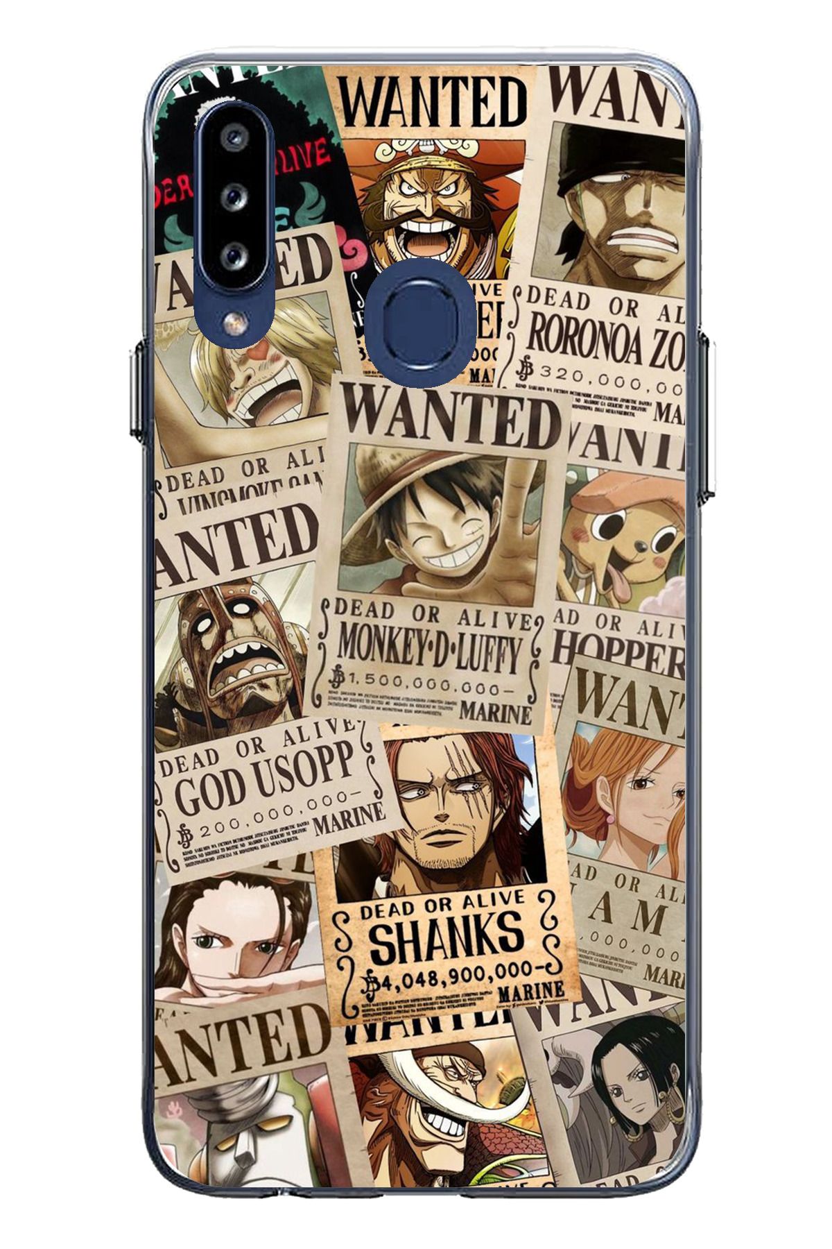 TechTree Samsung Galaxy A20S Uyumlu One Piece Gazete Tasarımlı Şeffaf Silikon Kılıf