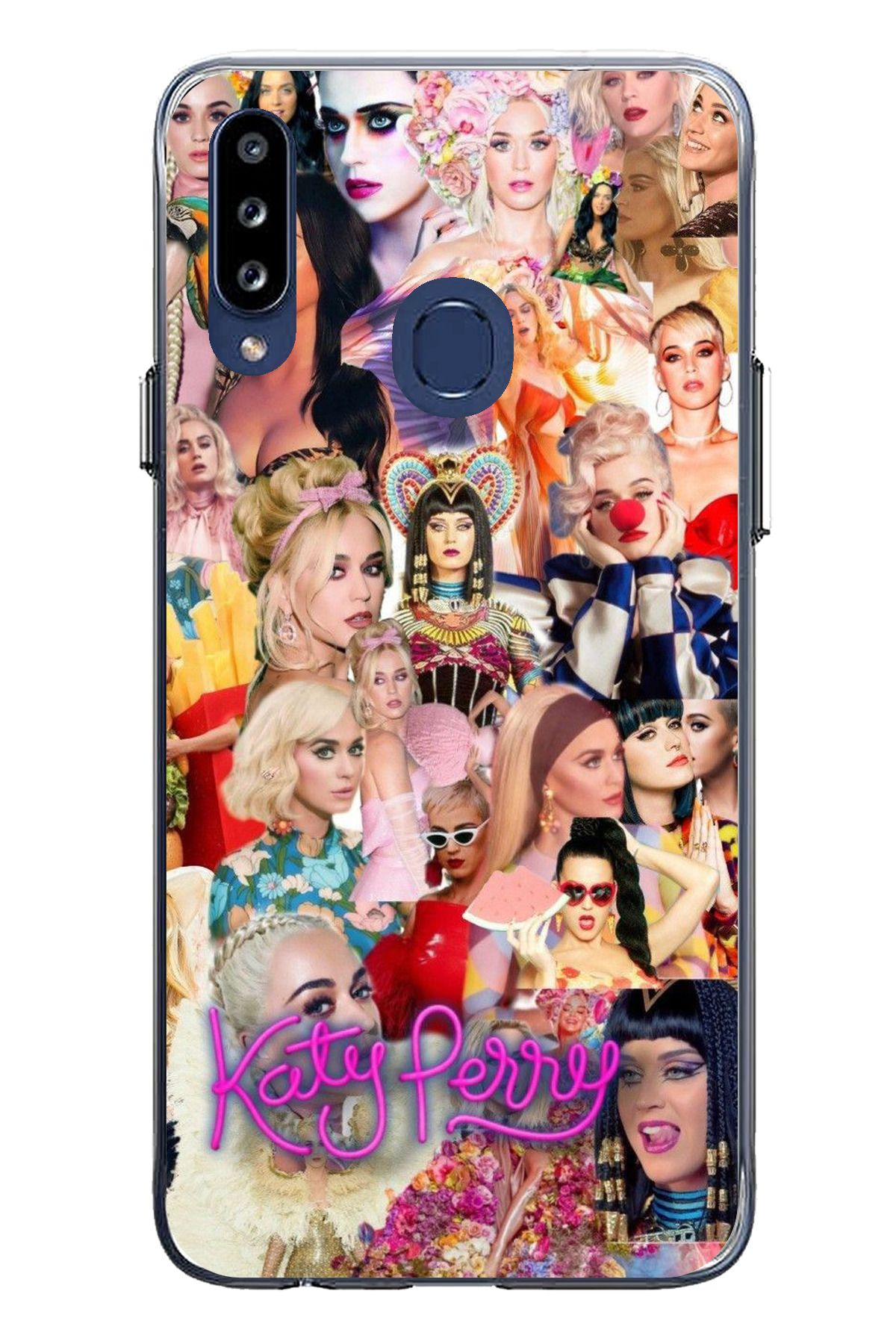 TechTree Samsung Galaxy A20S Uyumlu Katy Perry Kolaj Şeffaf Silikon Kılıf