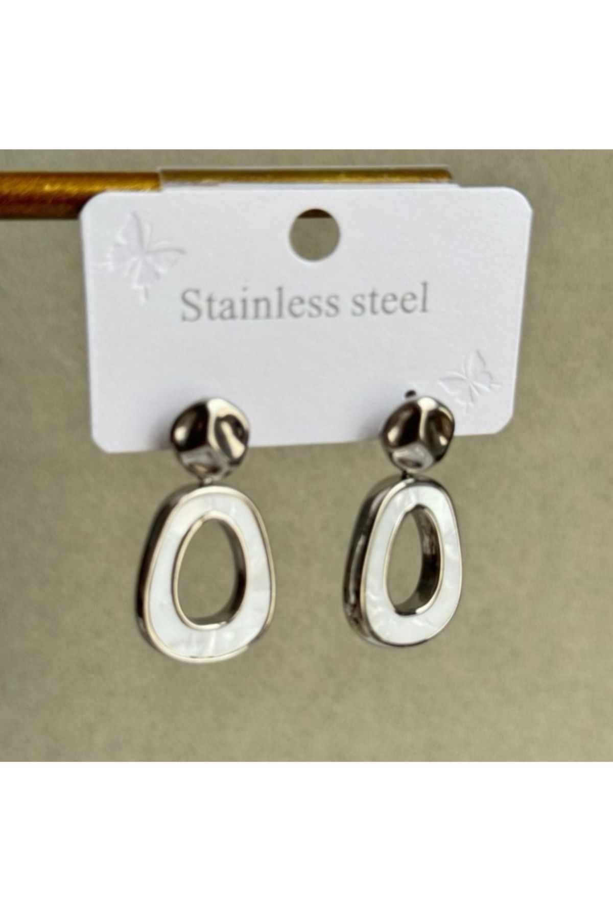 Zoe Takı Silver Sedefli Çelik Küpe