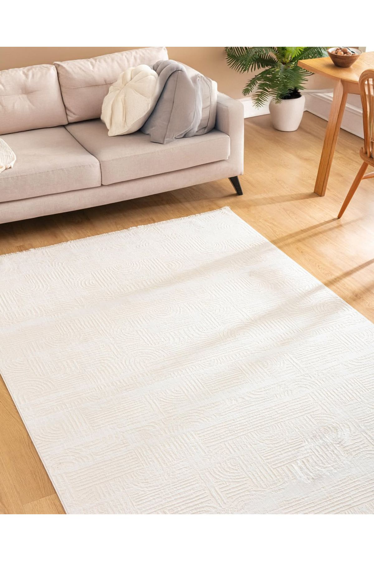 Trend Home LARA Kaymaz Taban Makinede Yıkanabilir Minimalist Desenli Salon Halısı Yumuşak Premium