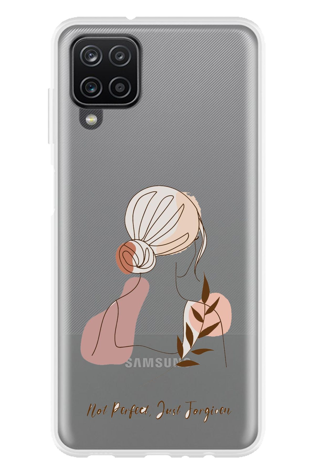 TechTree Galaxy A22 - M22 - M32 Uyumlu Not Perfect Just Forgiven Tasarımlı Şeffaf Silikon Kılıf