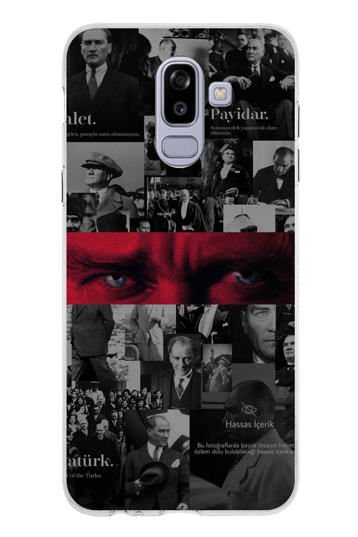 TechTree Samsung Galaxy J8 - A6 PLUS Uyumlu Atatürk Gözler Tasarım Şeffaf Silikon Kılıf