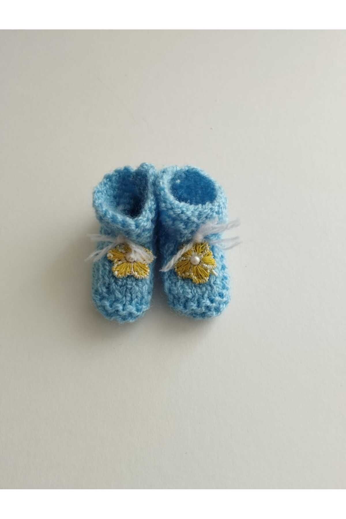 GiftlandCollection GiftLand Mavi El Örgüsü Minyatür Patik Magnet, Baby Shower