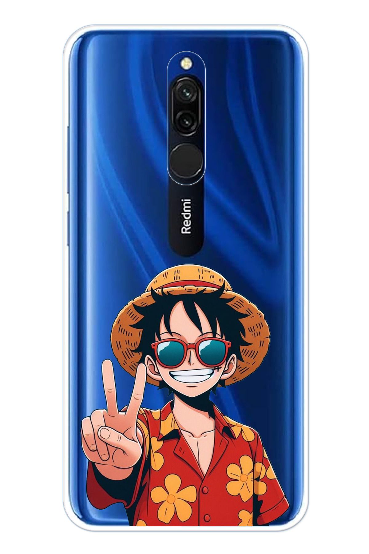 TechTree Redmi 8 Uyumlu Monkey D. Luffy Tasarımlı Şeffaf Silikon Kılıf