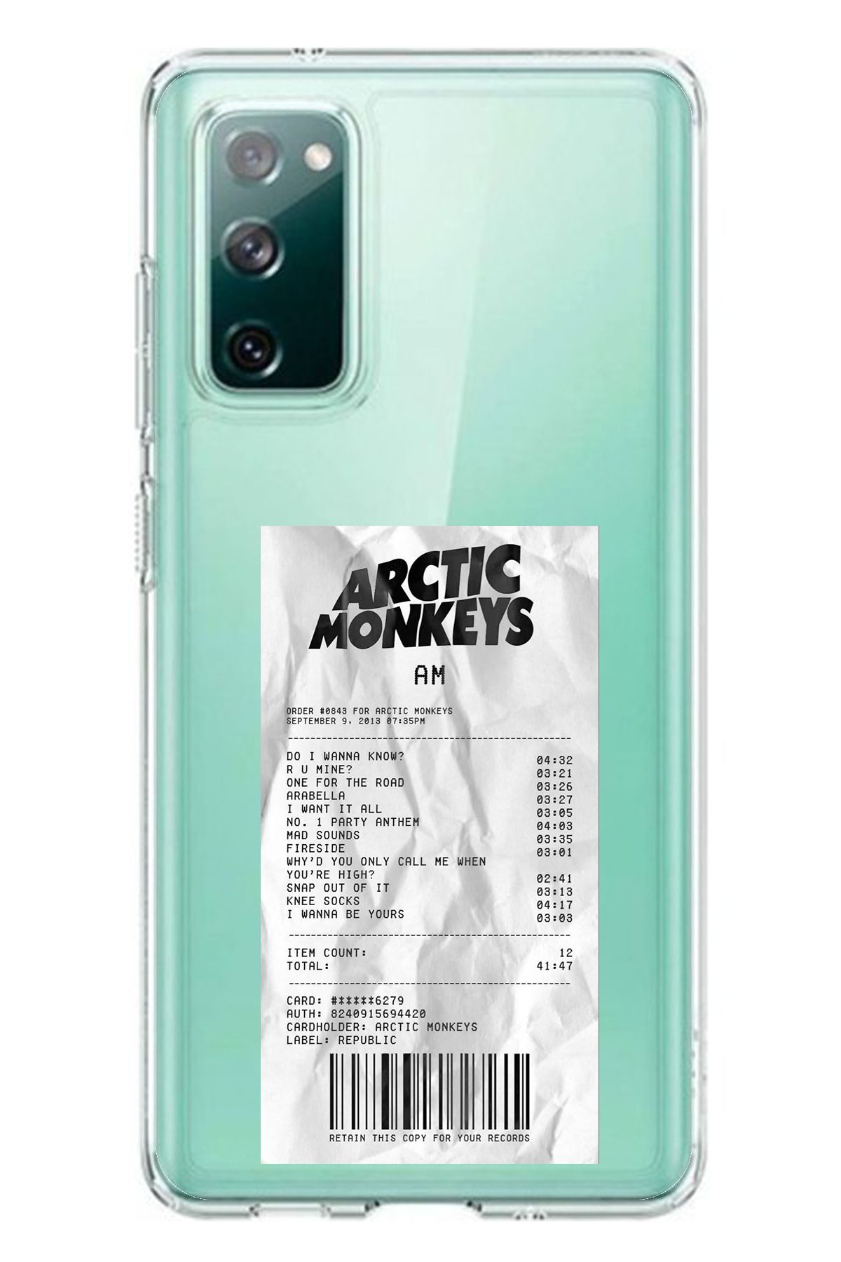 TechTree Samsung Galaxy S20 FE Uyumlu Arctic Monkeys Tasarımlı Şeffaf Silikon Kılıf