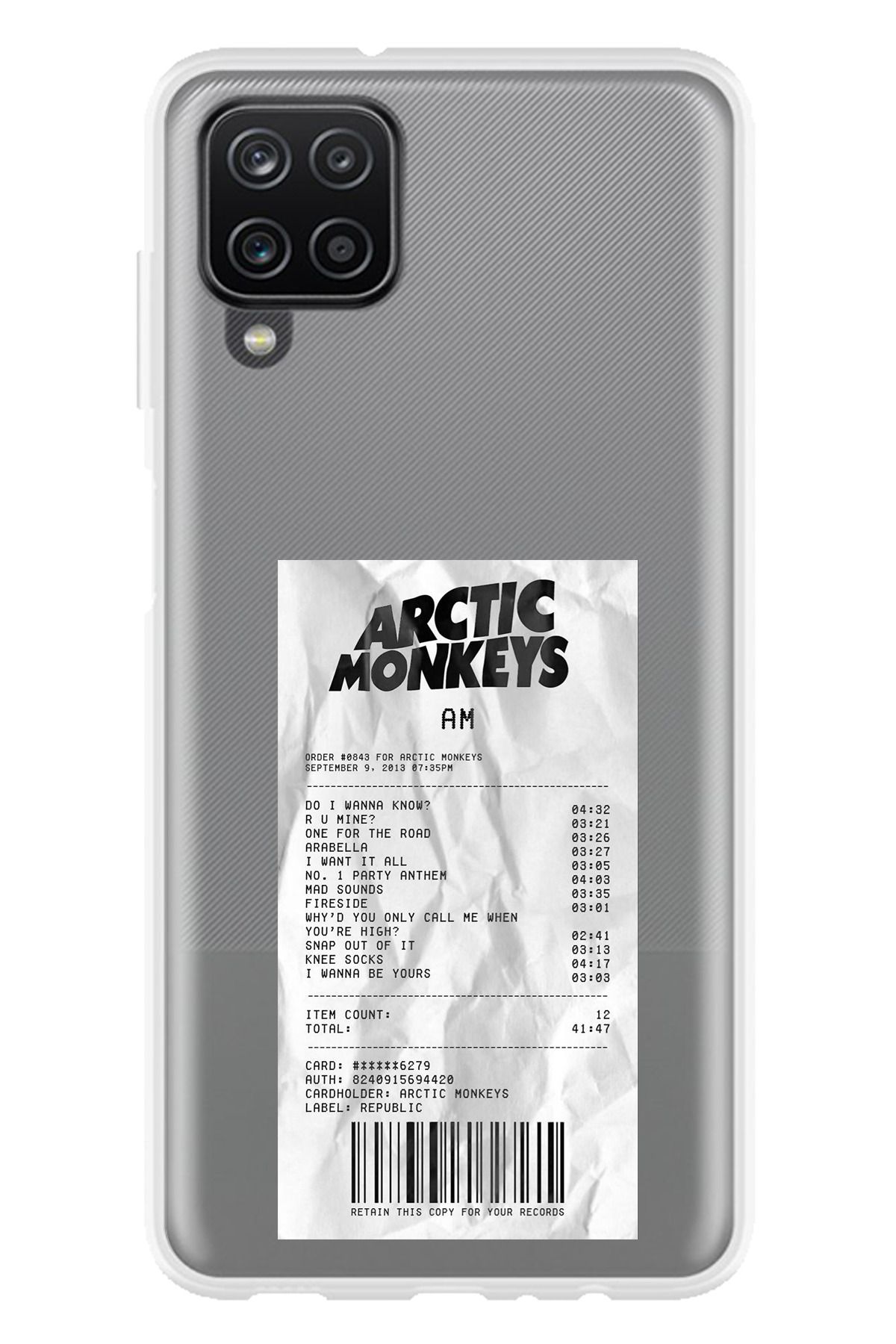 TechTree Galaxy A22 - M22 - M32 Uyumlu Arctic Monkeys Tasarımlı Şeffaf Silikon Kılıf