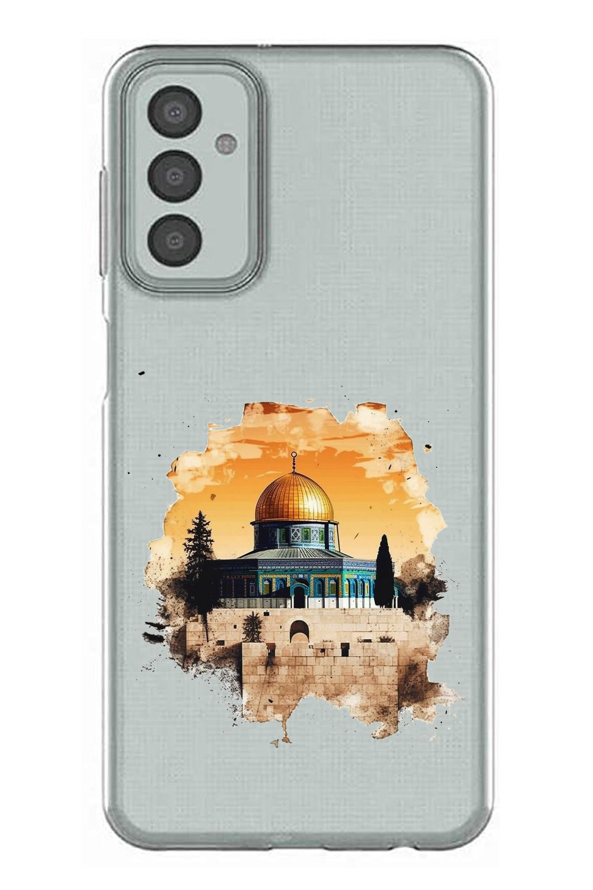 TechTree Samsung Galaxy M13 - M23 Uyumlu Mescid-i Aksa Tasarımlı Şeffaf Silikon Kılıf