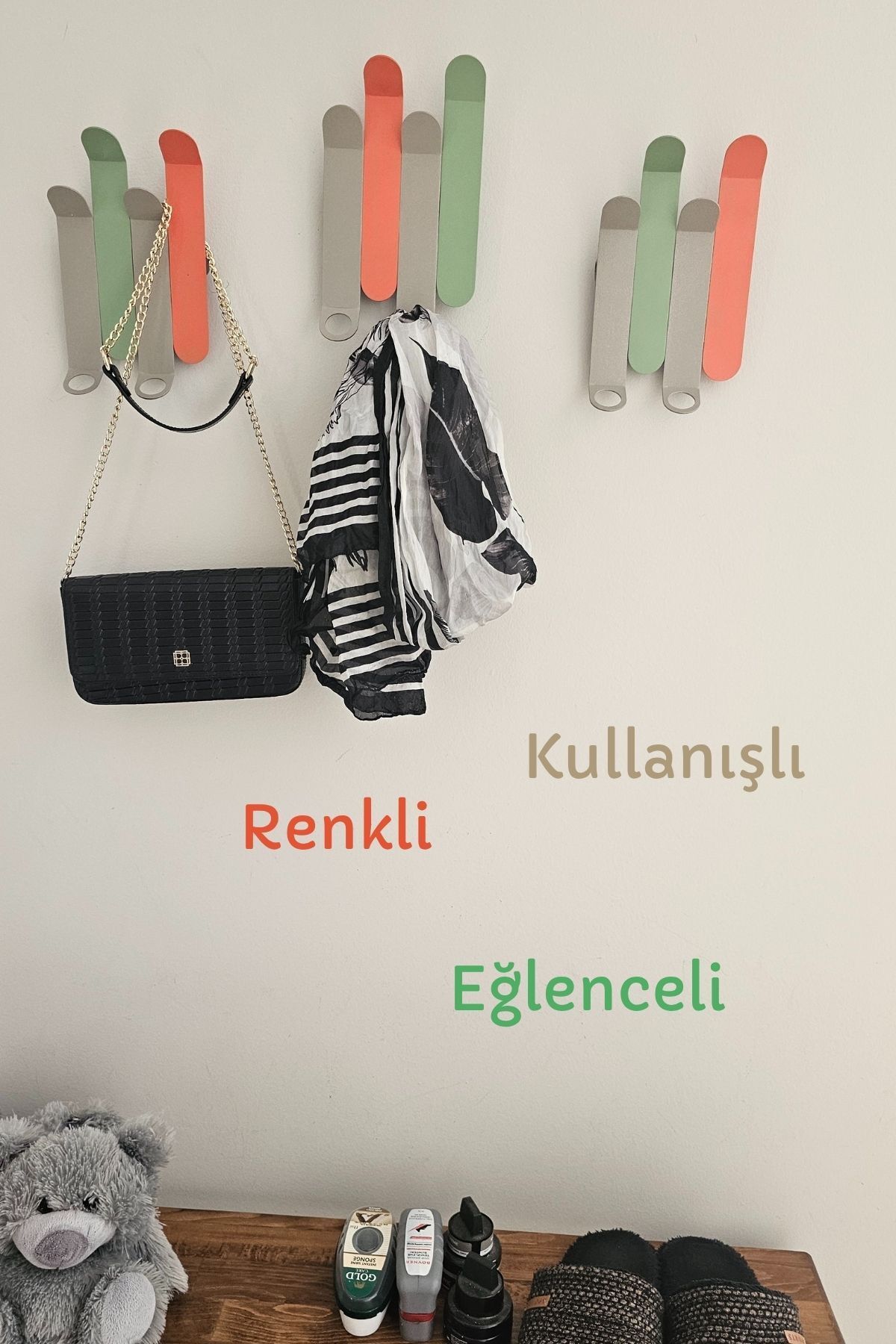 Forada Home & Style Renkli Metal Askılık Seti-3lü Set
