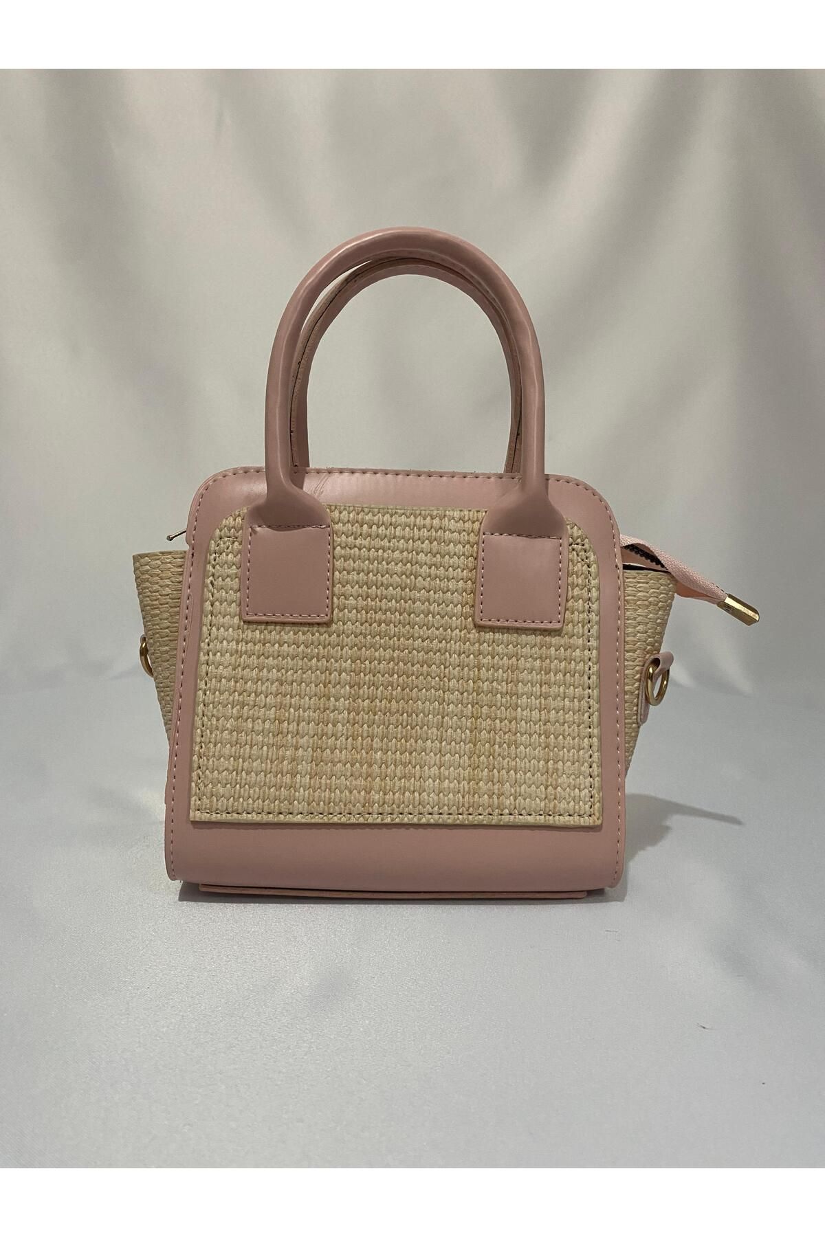 Liel Bags HASIR DETAYLI PUDRA PEMBE MİNİ EL VE OMUZ ÇANTASI