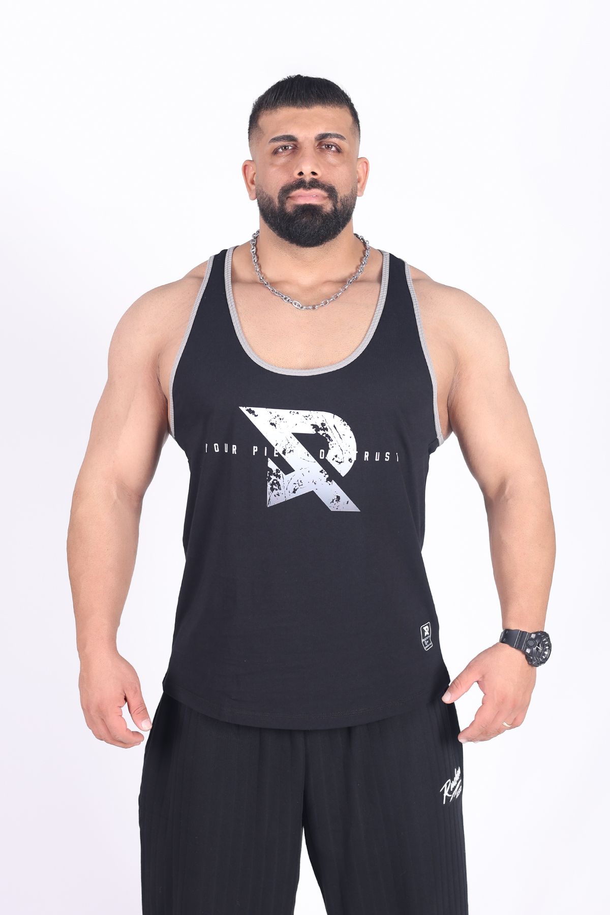RUCHON NUTRITION Erkek Siyah Askılı Spor Atlet | Gym Tanktop Fitness Giyim - RUCHON SPORTS YOUR PIECE