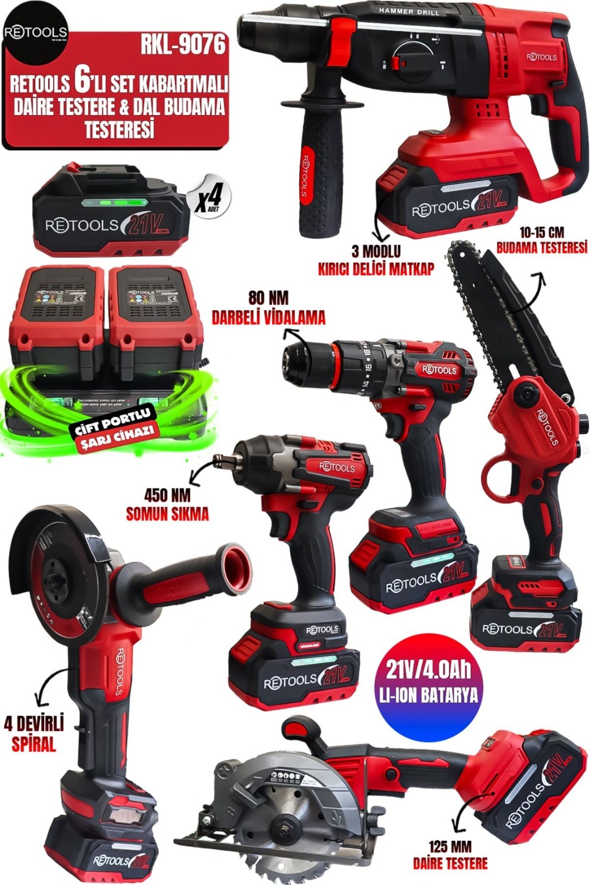 RETOOLS PRO SERİ 6’LI SET DAİRE TESTERE VE DAL BUDAMA