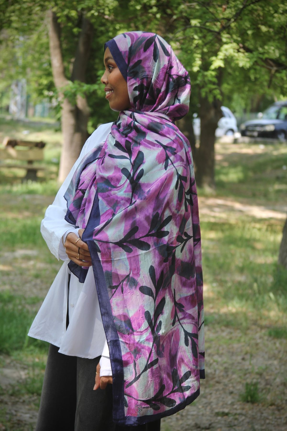 SARA SCARFS YAPRAK DESEN BAMBU ŞAL