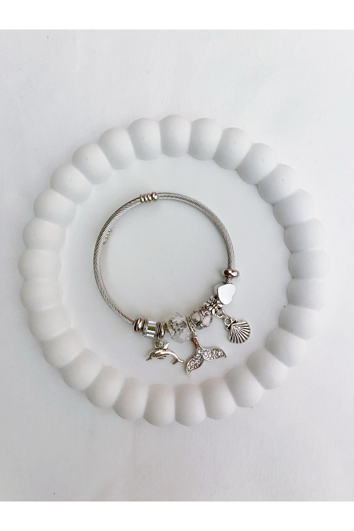 Zeta Collection Perline Blu Charm bileklik Deniz Yunus Balık Konseptli - kararma yapmaz