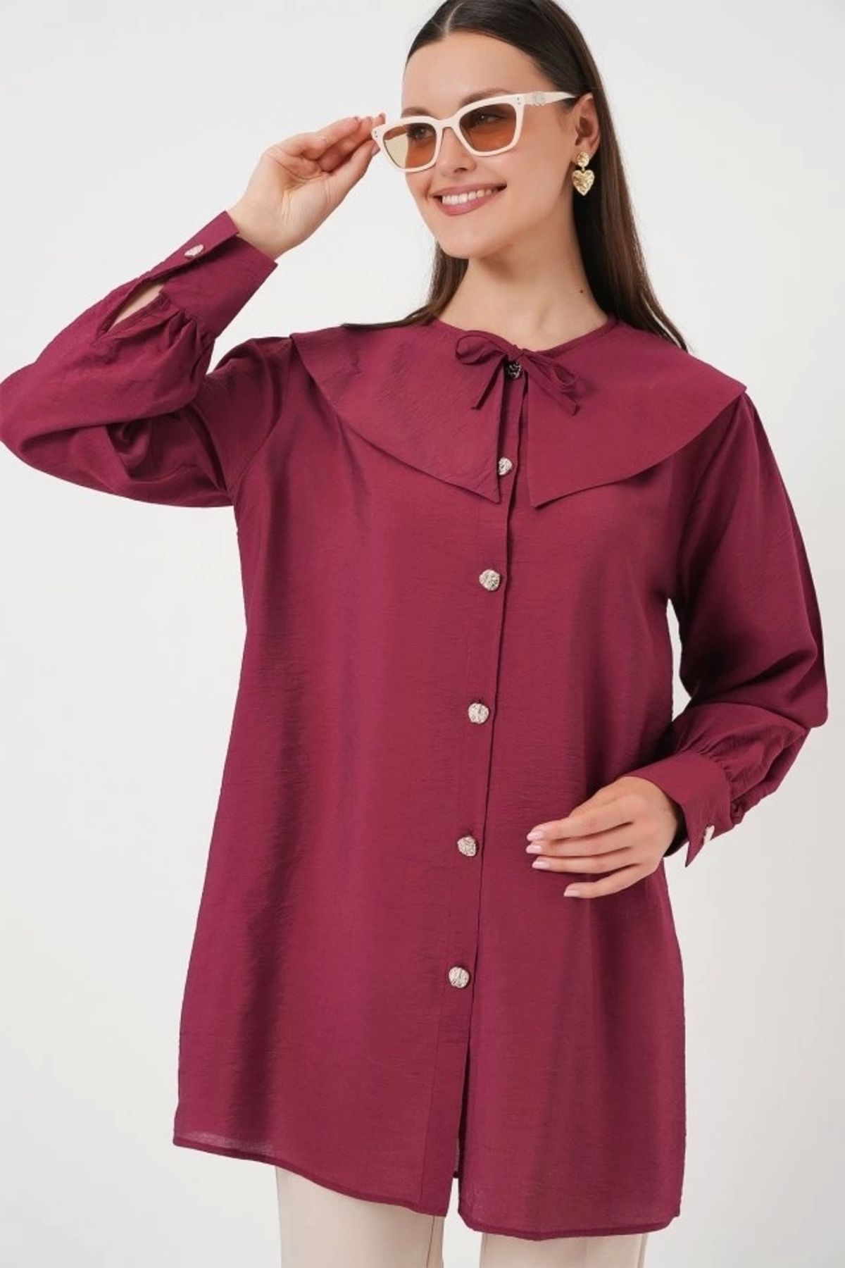 Butik Bebe Yaka Uzun Tunik 5967 - Bordo
