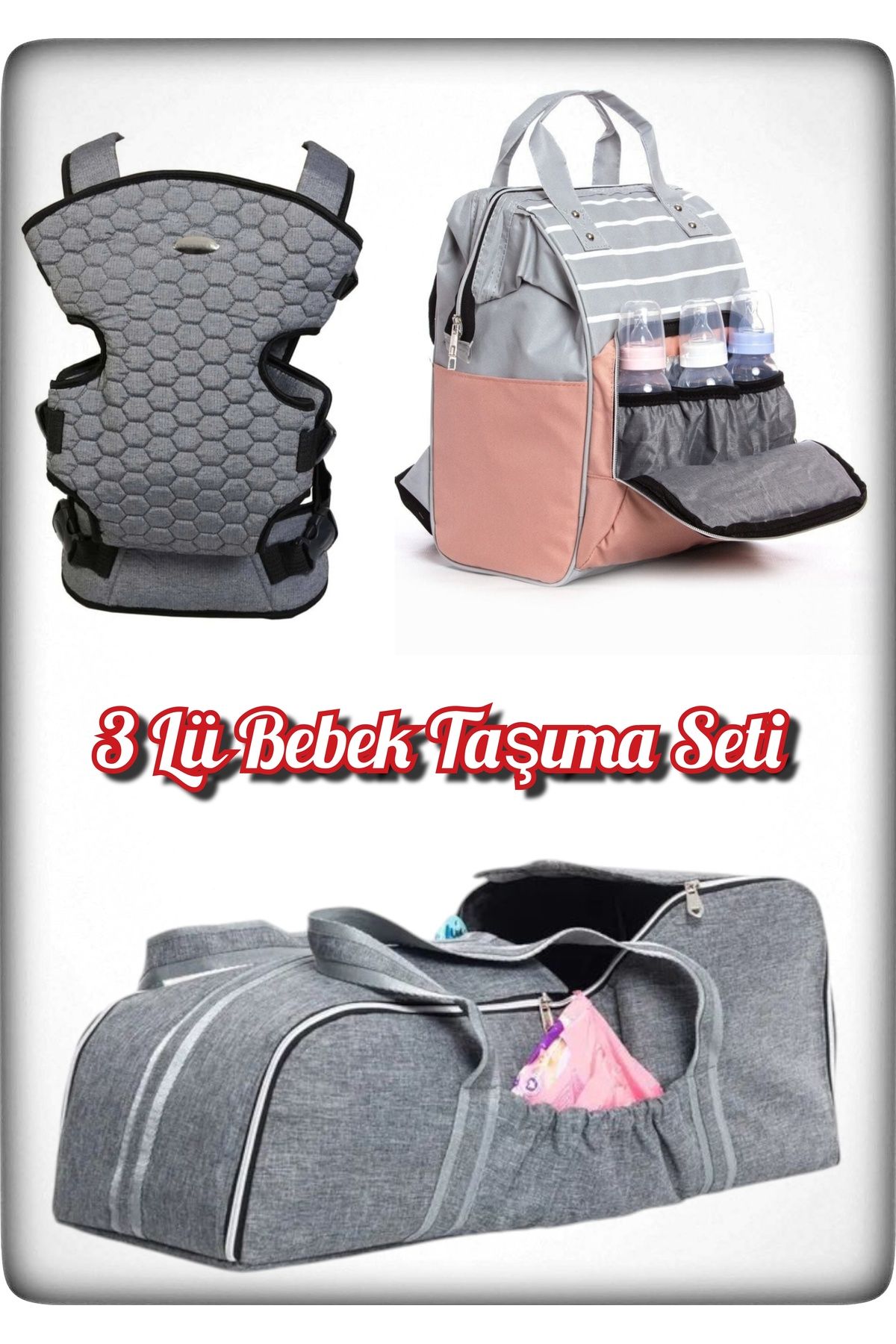Avşar Baby 3 Lü Bebek Taşıma Seti En İyi Anne Bebek Çantası Portbebe ve Kanguru Modelleri