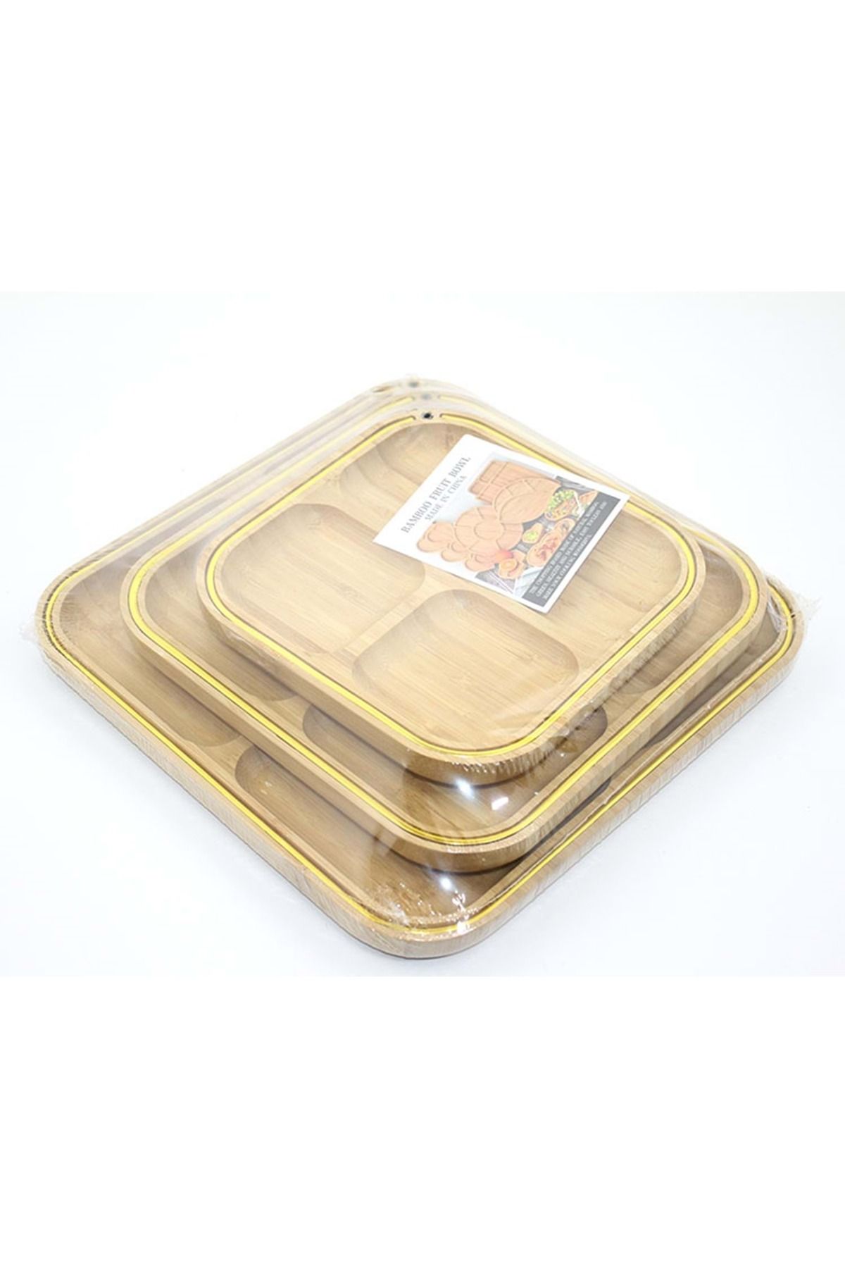 Store 3’lü Bambu Kahvaltı – Çerez – Meyve Sunum Tabağı Seti | 19 cm – 24 cm – 29 cm