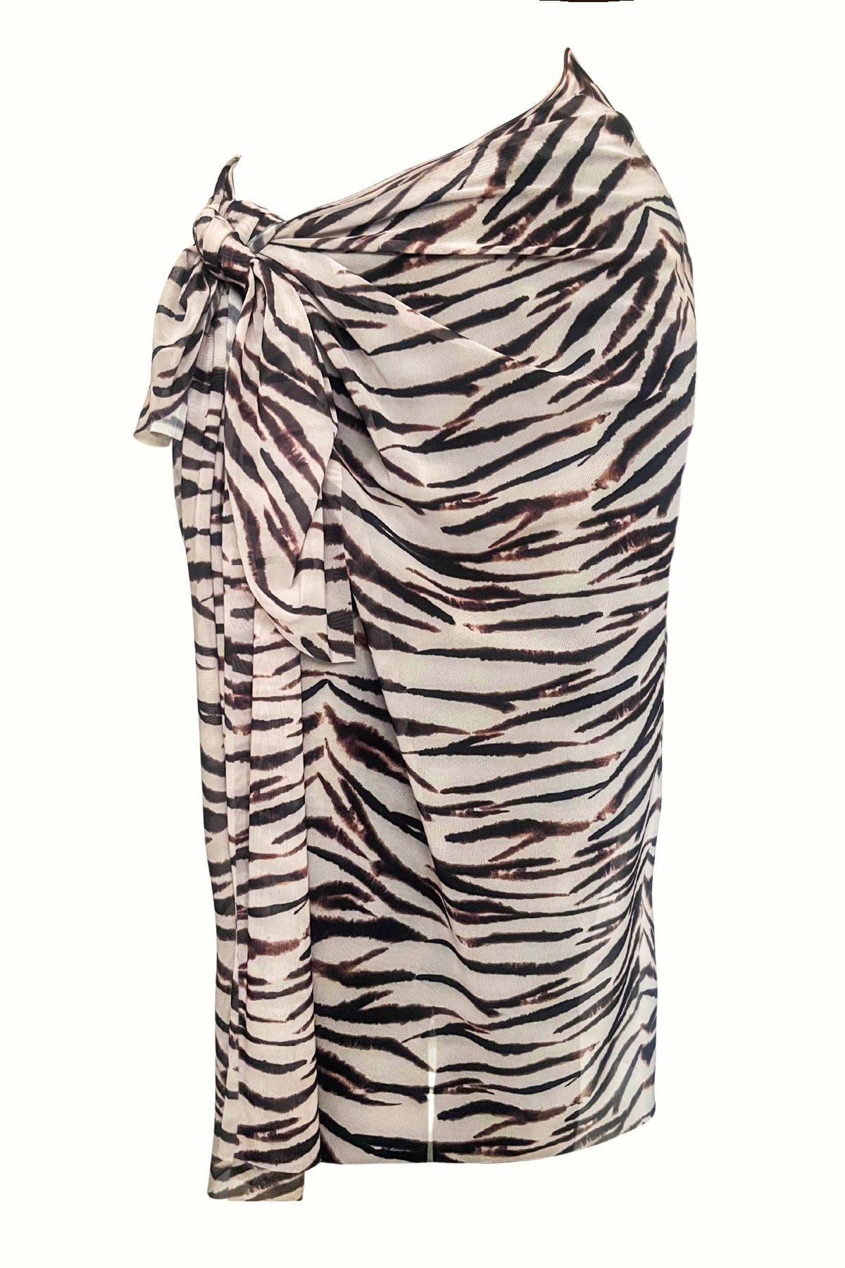 Kayz Tekstil Siyah Zebra Desen İç Göstermeyen Tül Büyük Boy Pareo 95x145 cm