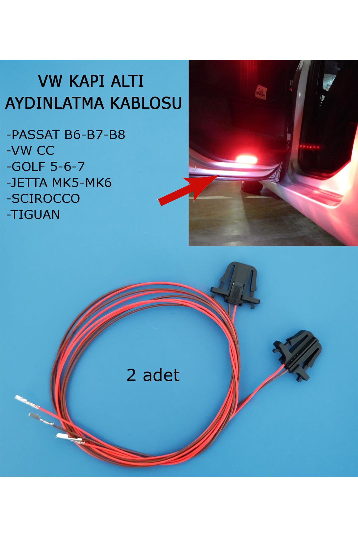 GCP German Car Parts Vw Kapı Altı Aydınlatma Soket Kablosu 2 ADET