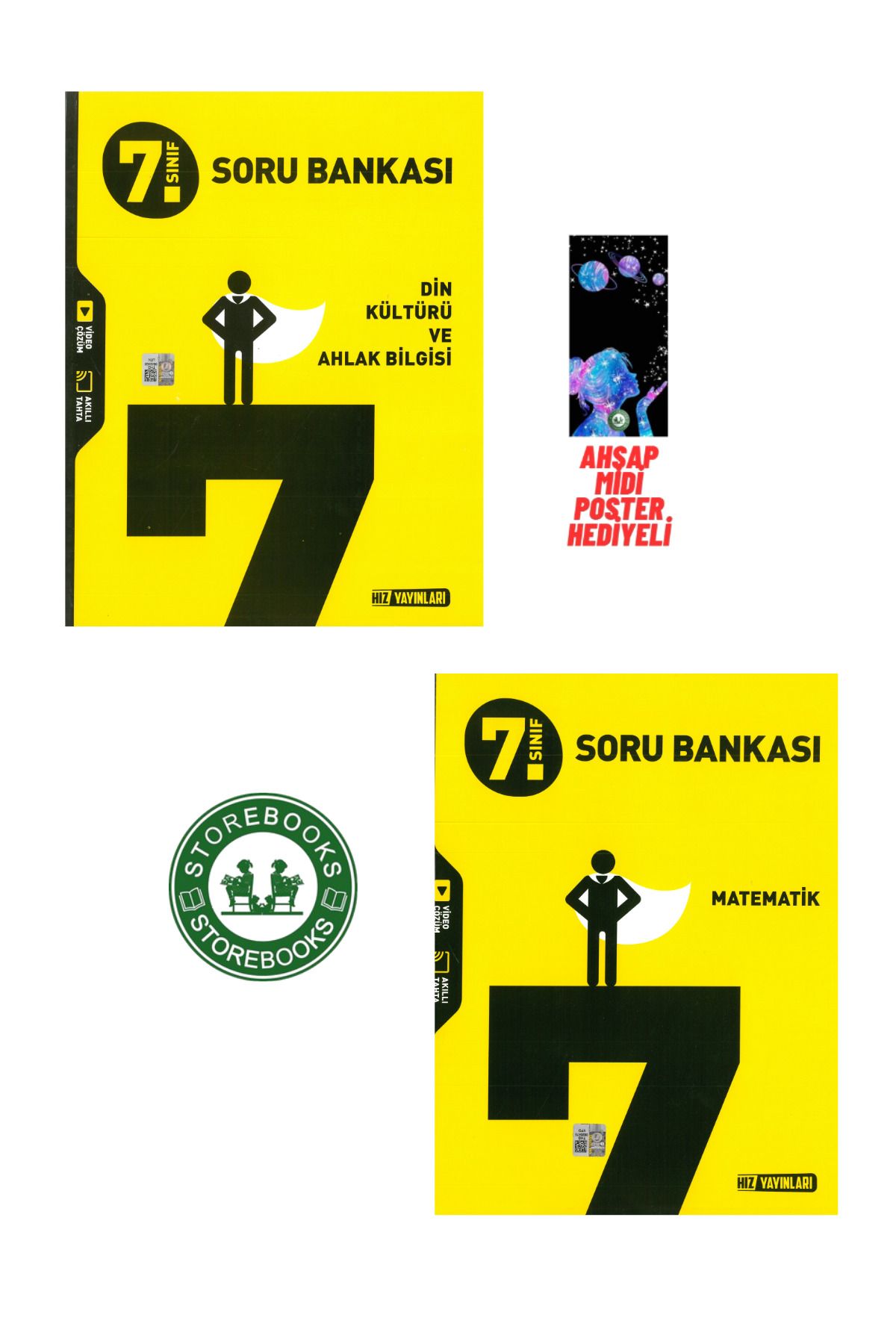 Hız Yayınları 7.Sınıf Hız Yayınları Din + Matematik Soru Bankası Poster Hediyeli