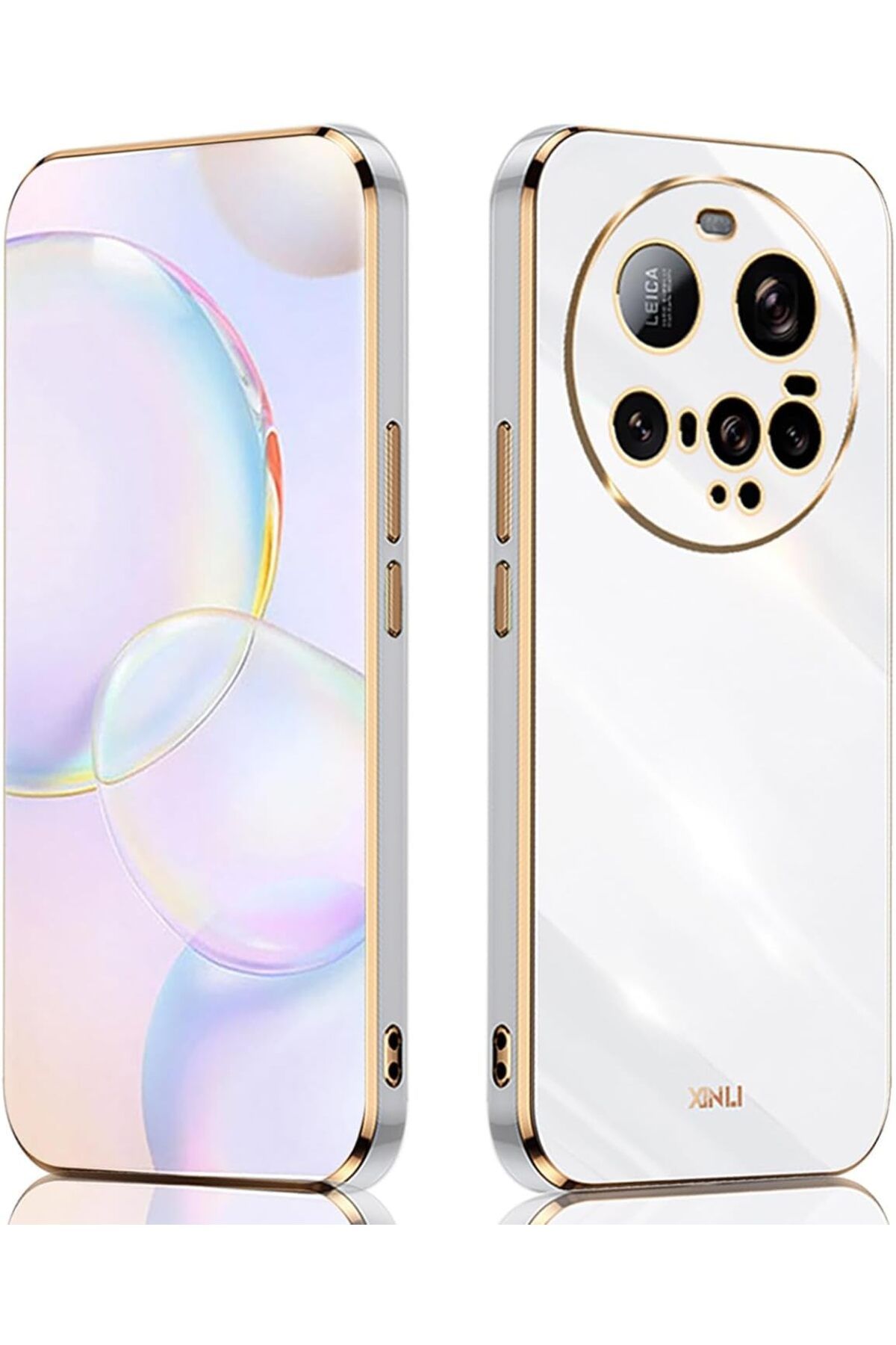Rivor Xiaomi Mi 15 Ultra Uyumlu Kılıf Kamera Korumalı Parlak Kenarlı Altın İşlemeli Silikon Kapak