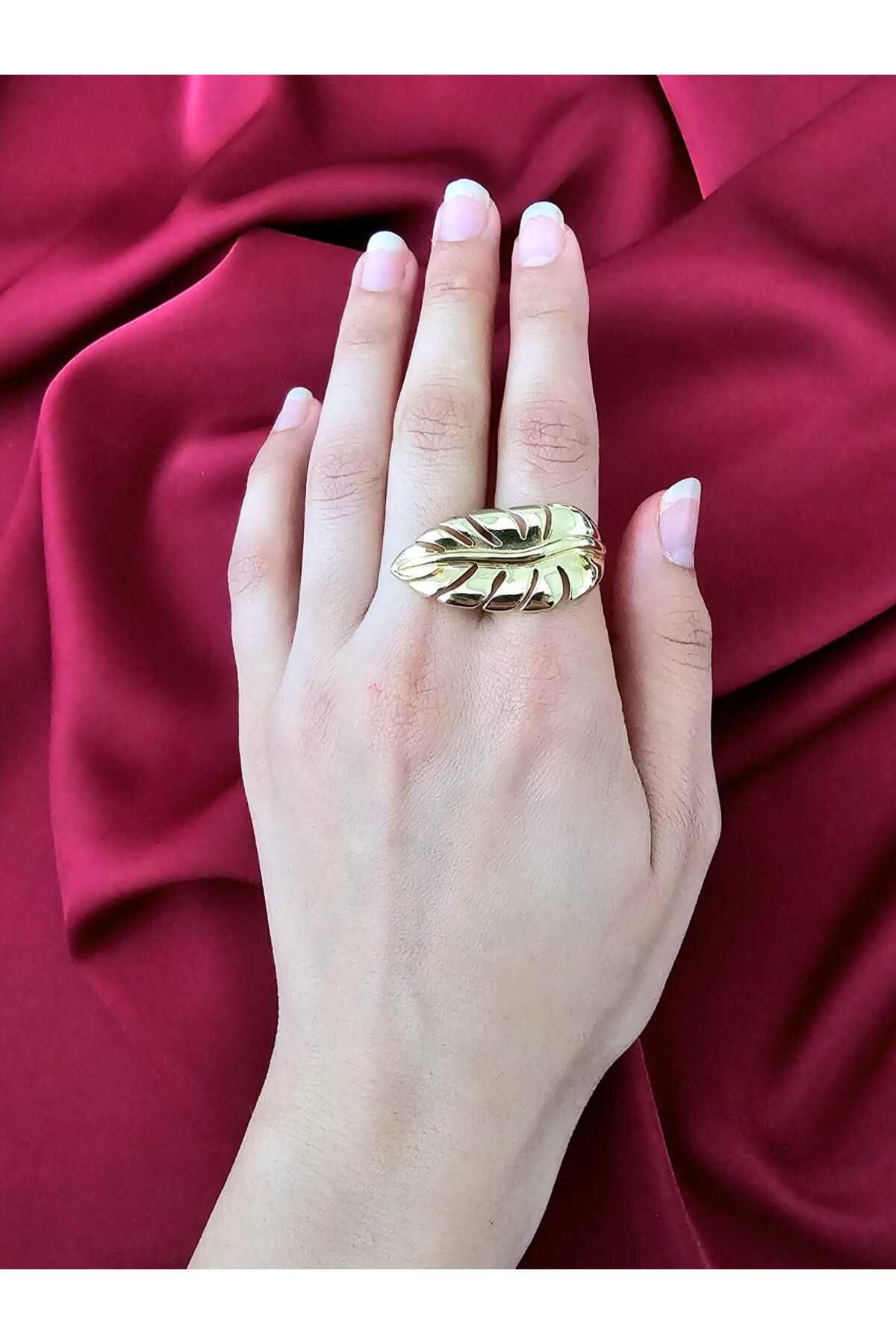 Zivazer Store kadın çelik kararmaz ayarlanabilir yaprak desenli yüzük