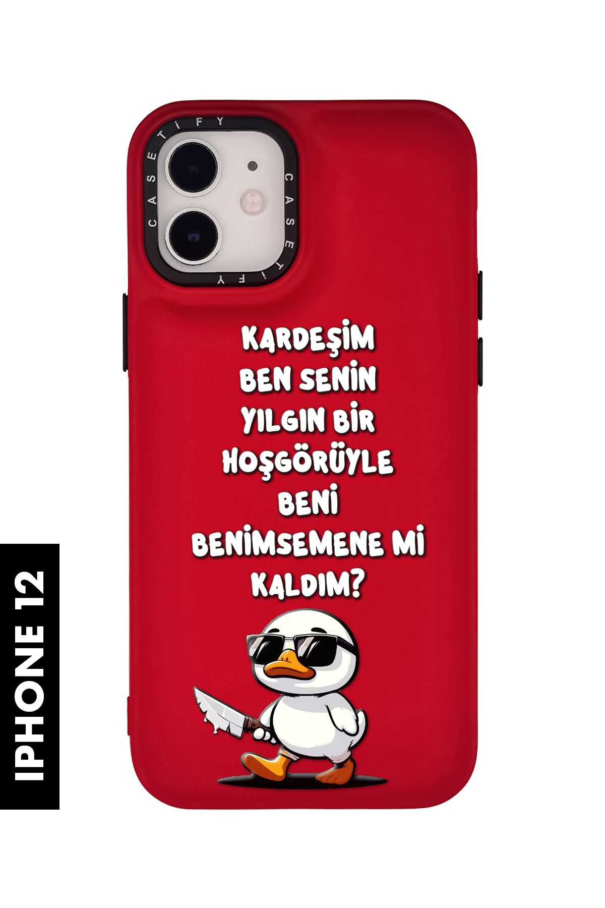 mooodcase iPhone 12 / 12 Pro Uyumlu Katil Ördek Desenli Silikonlu Pillow Kılıf
