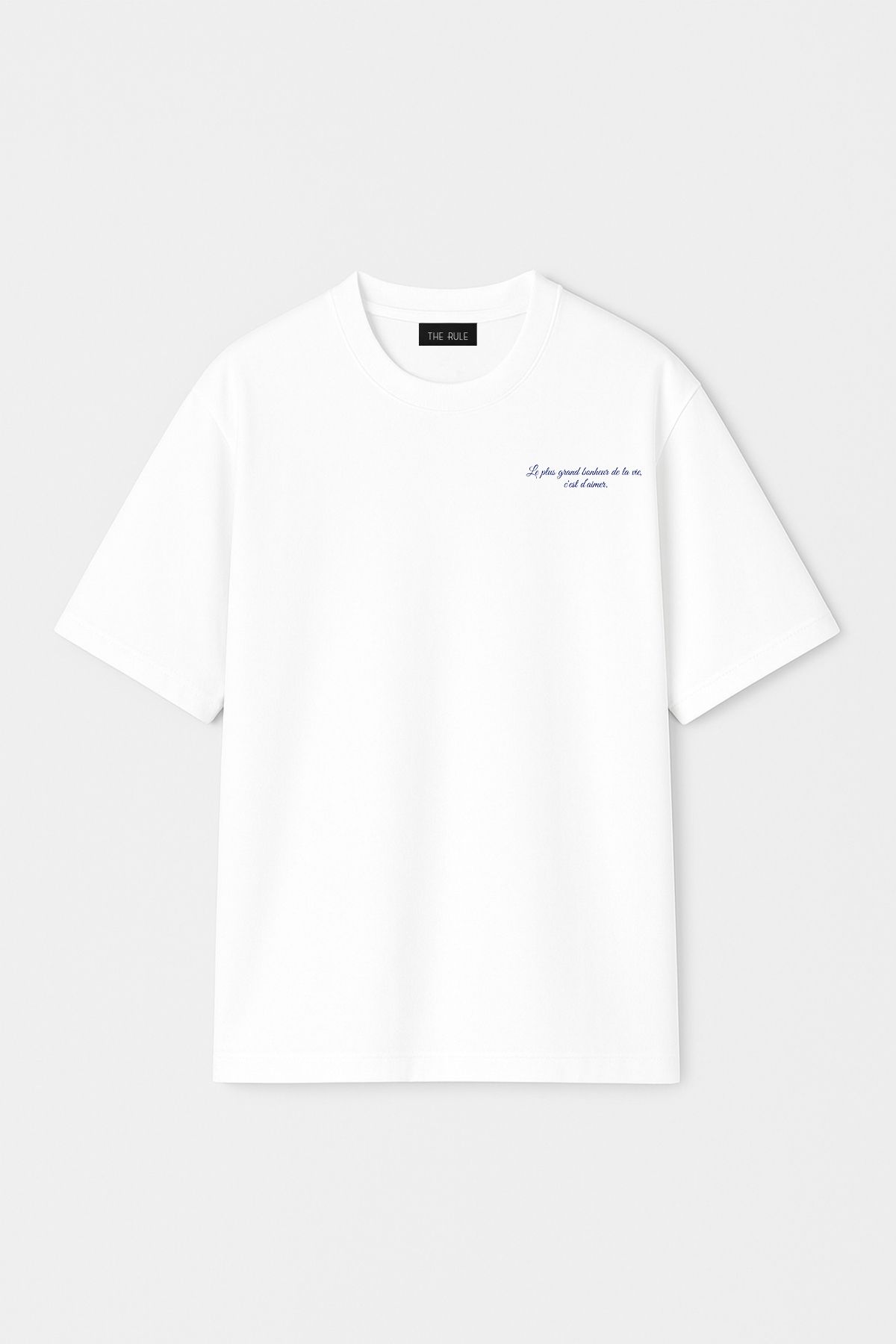 THE RULE Unisex Le Plus Grand Baskılı Oversize %100 Pamuk Geniş Kesim Dokulu Bisiklet Yaka T-Shirt RF0519