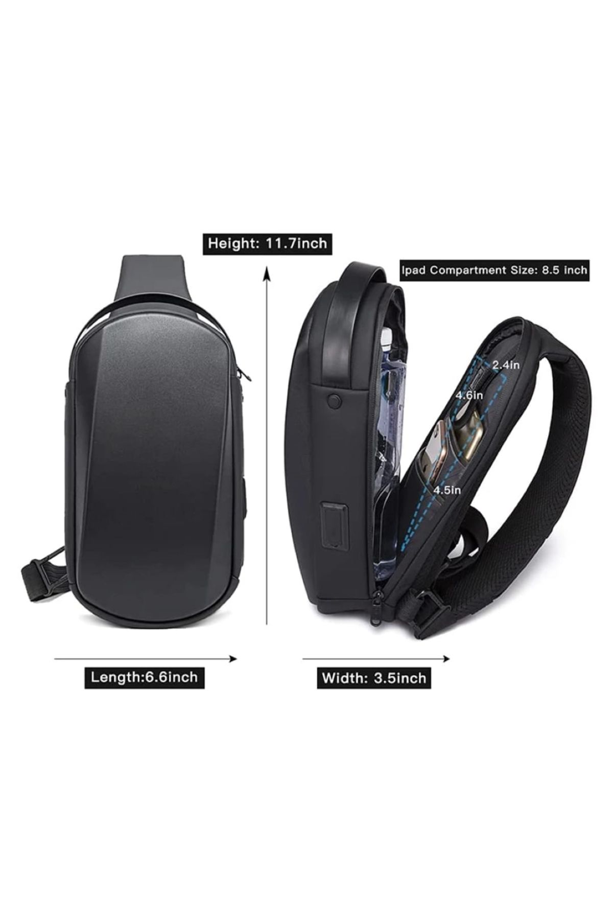 Newish Polo-Newish Polo Cross Shell Backpack - Body Bag with Single Back Strap USB and Headphone Output - Uziko 2406 5
