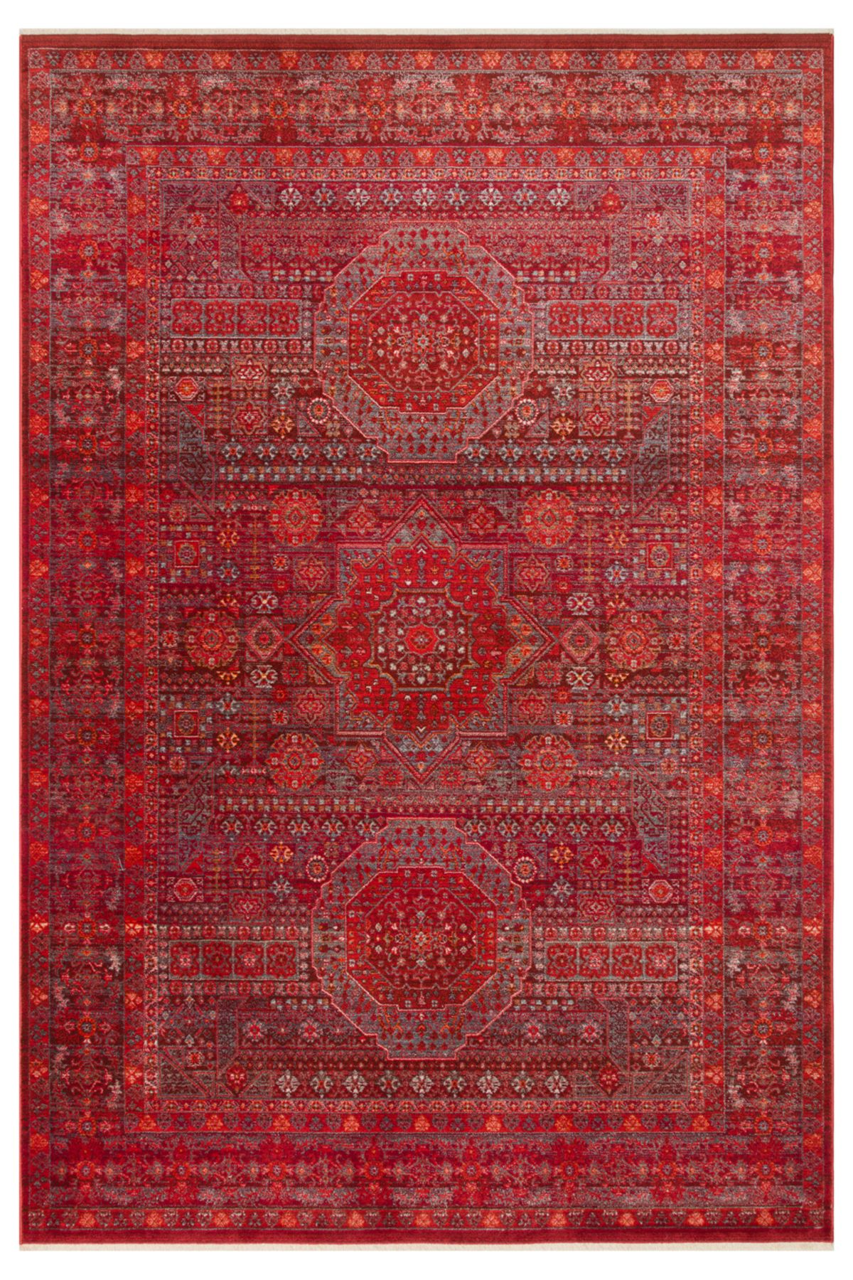 Neşem Halı Boutique Pietra PTA 20 Red Sıcak Renk Tonlarını Etnik Desenler ile Buluşturan Yumuşak Tuşeli Makine Halısı