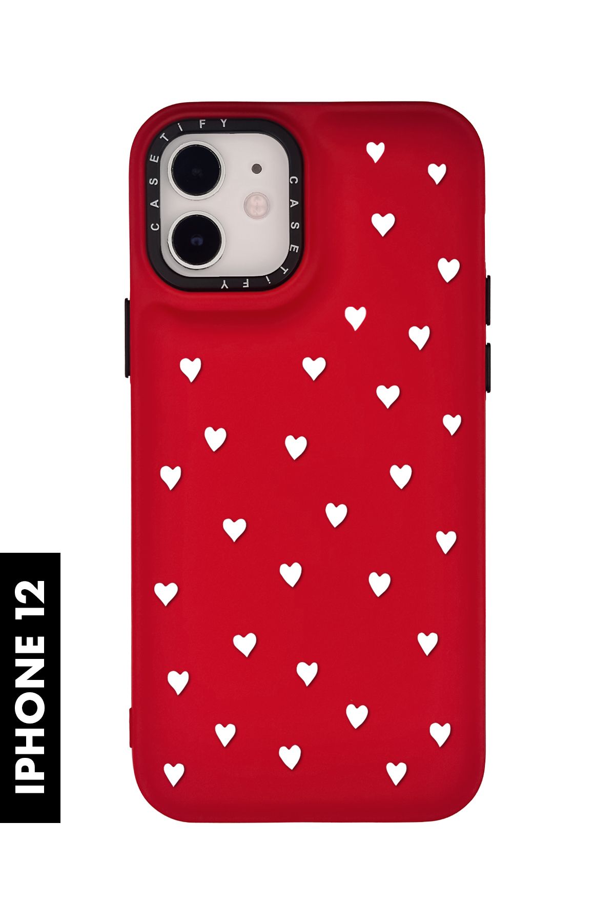 mooodcase iPhone 12 / 12 Pro Uyumlu Beyaz Kalpler Desenli Silikonlu Pillow Kılıf