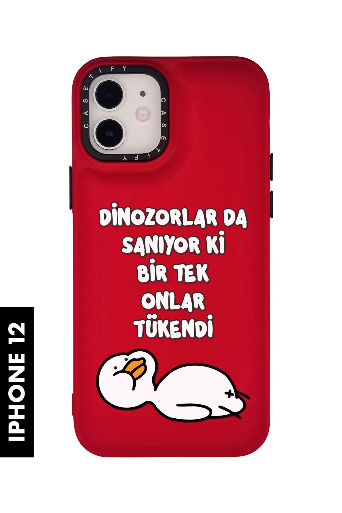 mooodcase iPhone 12 / 12 Pro Uyumlu Yıkık Ördek Desenli Silikonlu Pillow Kılıf