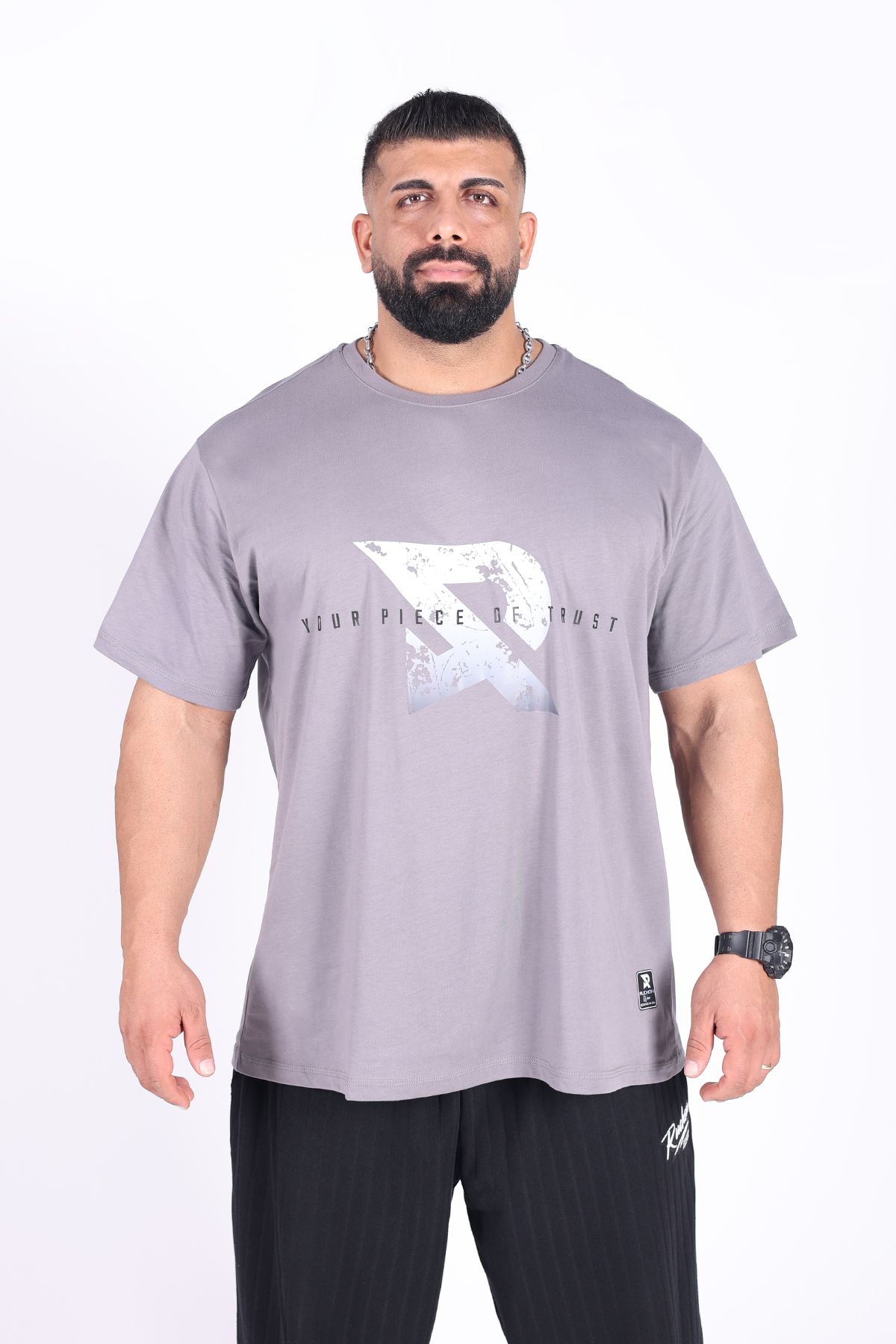 RUCHON NUTRITION Erkek Oversize Siyah Spor Tişört | %100 Pamuk Fitness Gym Giyim - Ruchon Your Piece