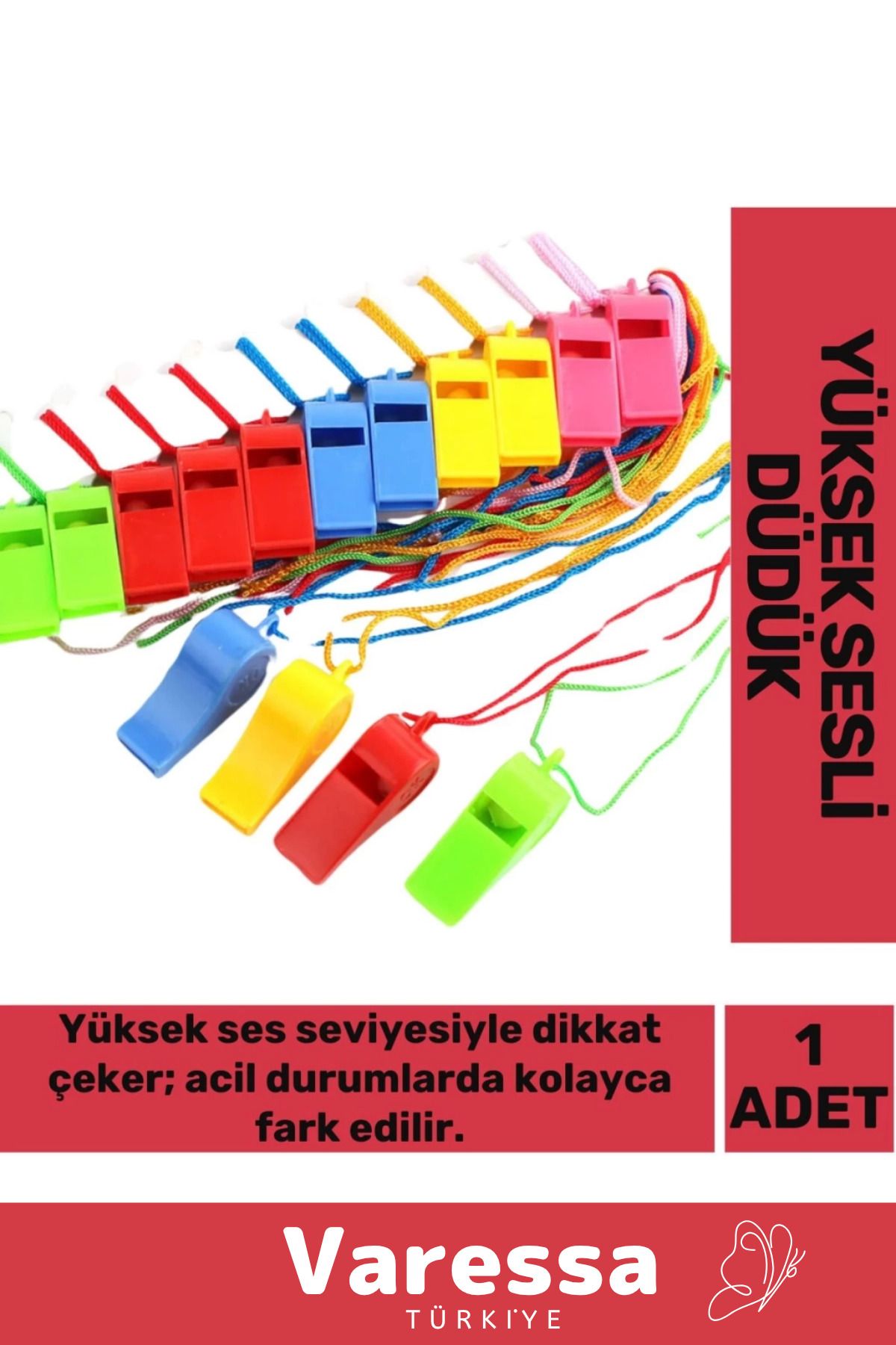 VARESSA Yeni Ultra Yüksek Sesli Çok Renkli Av Kamp Hakem Öğretmen Deprem Çağrı Acil Durum Düdüğü 1 Adet
