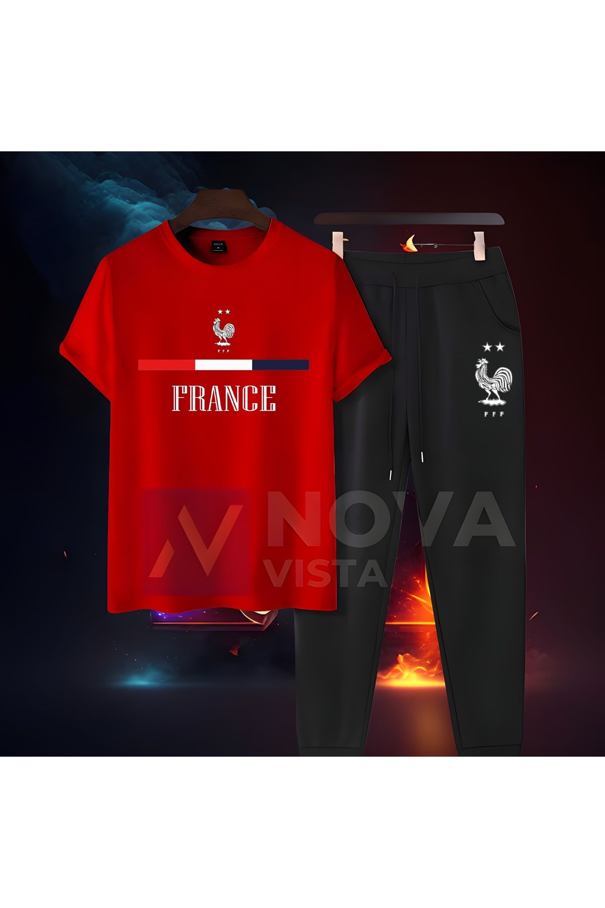 Biy Store Fransa milli takım forma baskılı unisex kısa kollu kadın erkek tişört t-shirt eşofman takımı
