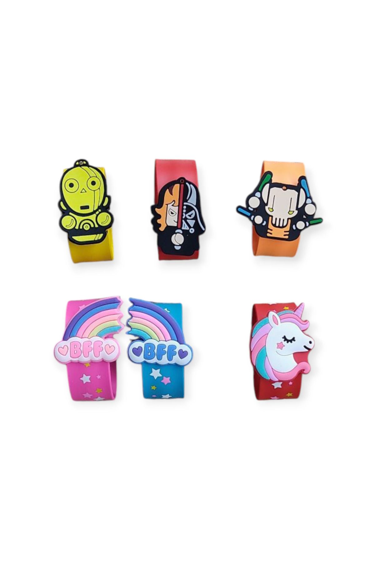 Caglastore 6 ADET SÜPER KAHRAMAN SERİSİ UNİSEX ÇOCUK BİLEKLİK SLAP BAND