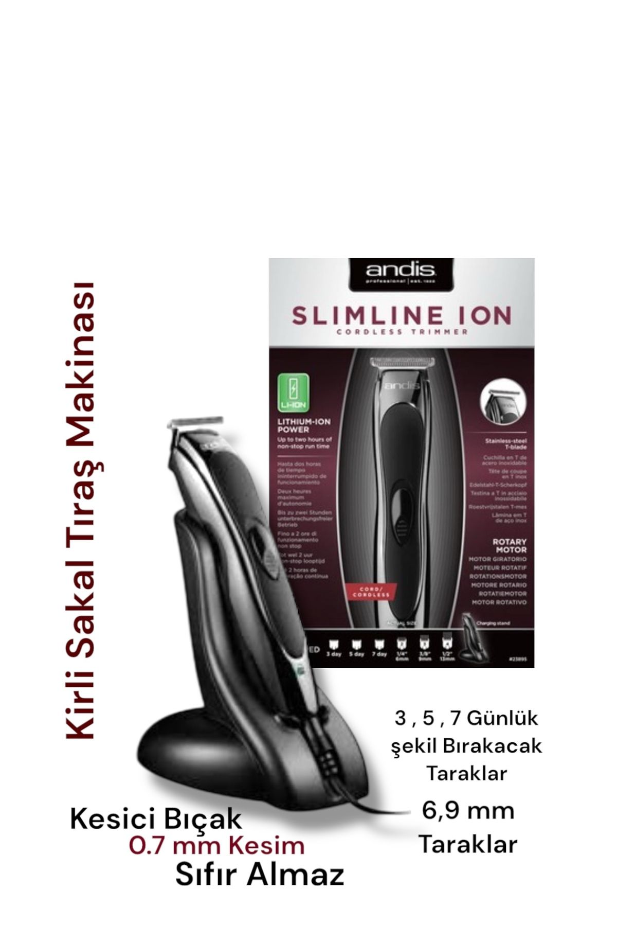 Andis SlimLine Btf Kirli Sakal Tıraş Makinası (Sıfır Veya Çizim Yapmaz)