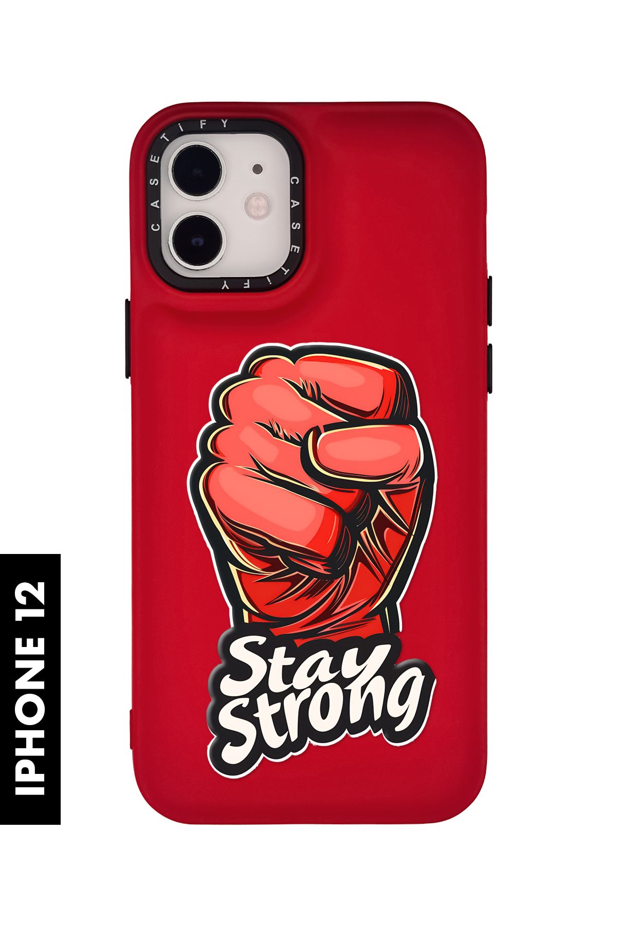 mooodcase iPhone 12 / 12 Pro Uyumlu Stay Strong Desenli Silikonlu Pillow Kılıf