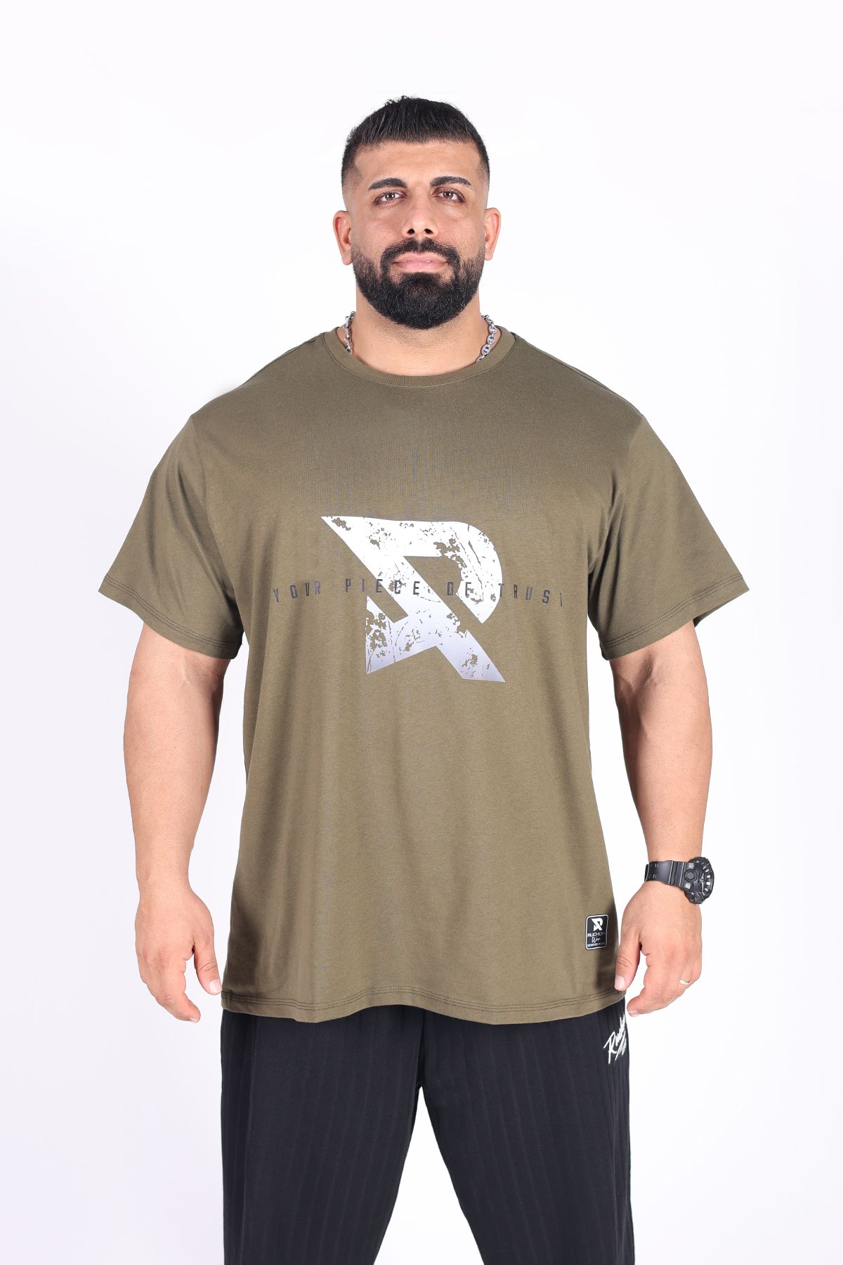 RUCHON NUTRITION Erkek Oversize Siyah Spor Tişört | %100 Pamuk Fitness Gym Giyim - Ruchon Your Piece