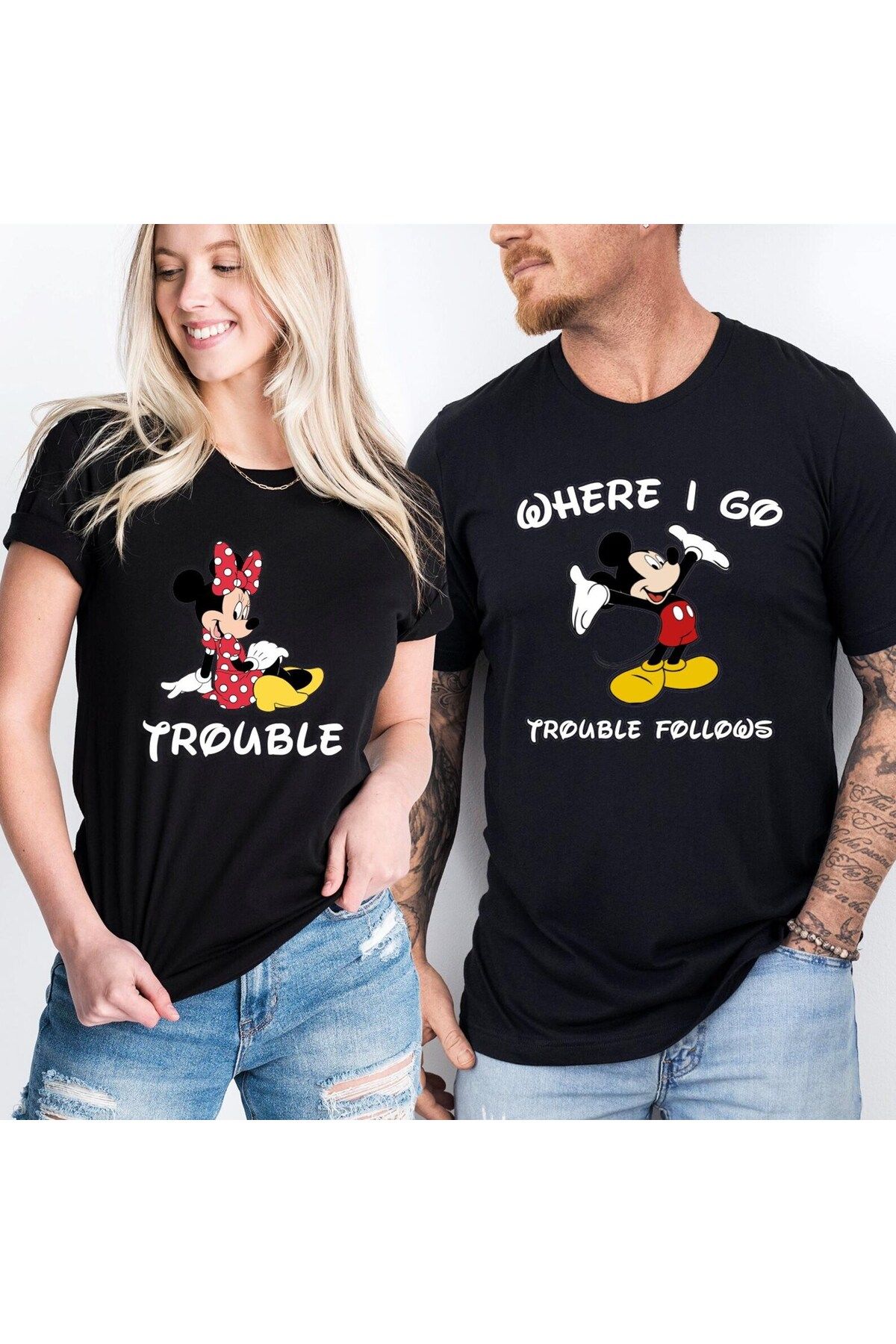 Etoile Studio Mickey and Minnie Trouble Tişörtü | Oversize Tişört | Disney Çift Kombin Tişörtü