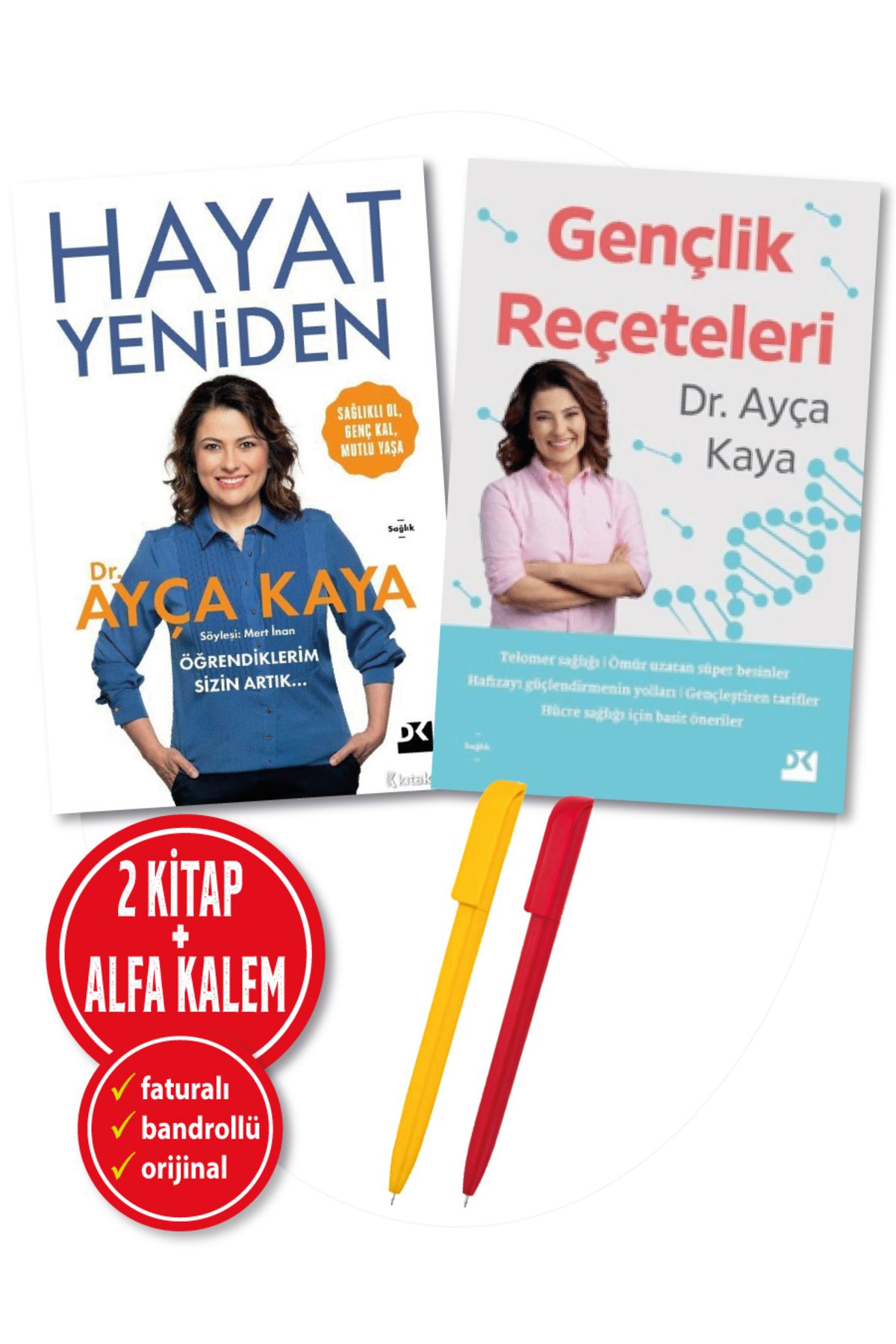 Doğan Kitap Alfa Kalem+ Ayça Kaya 2 Kitap (Hayat Yeniden+Gençlik Reçeteleri) Sağlık YENİ Doğan Kitap