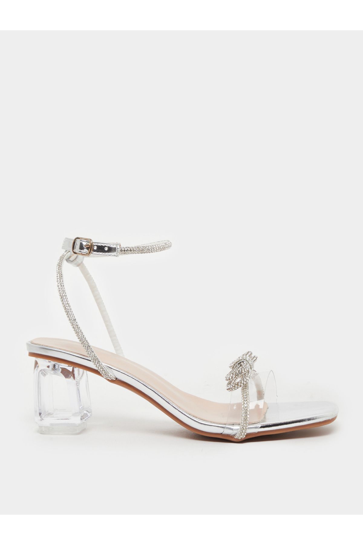Take Two By Styli-Embellished Bow Transparent Block Heel Sandals 2