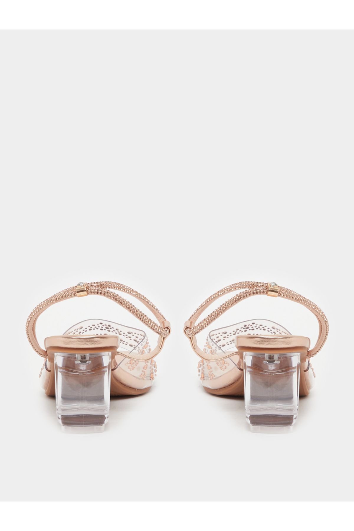 Take Two By Styli-Embellished Transparent Block Heel Sandals 5