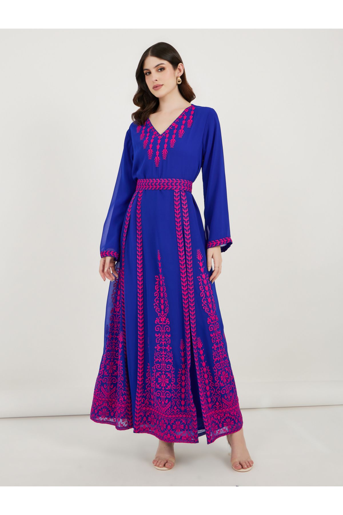 Maxim Creation By Styli-Georgette Kaftan with Cross-Stitch Threadwork 4