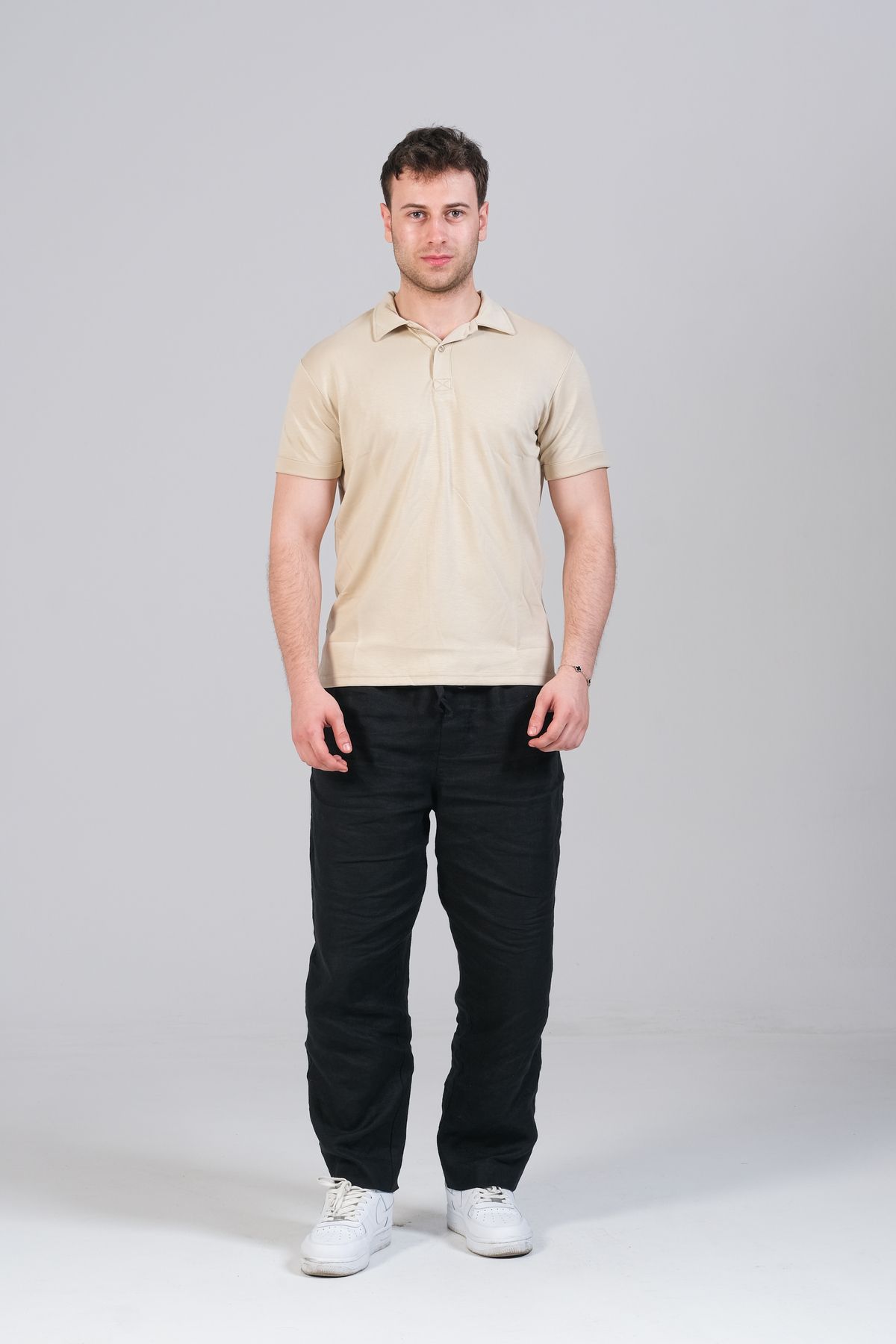 yamudo DOUBLE FACE KUMAŞ POLO YAKA OVERSİZE KALIP T-SHİRT
