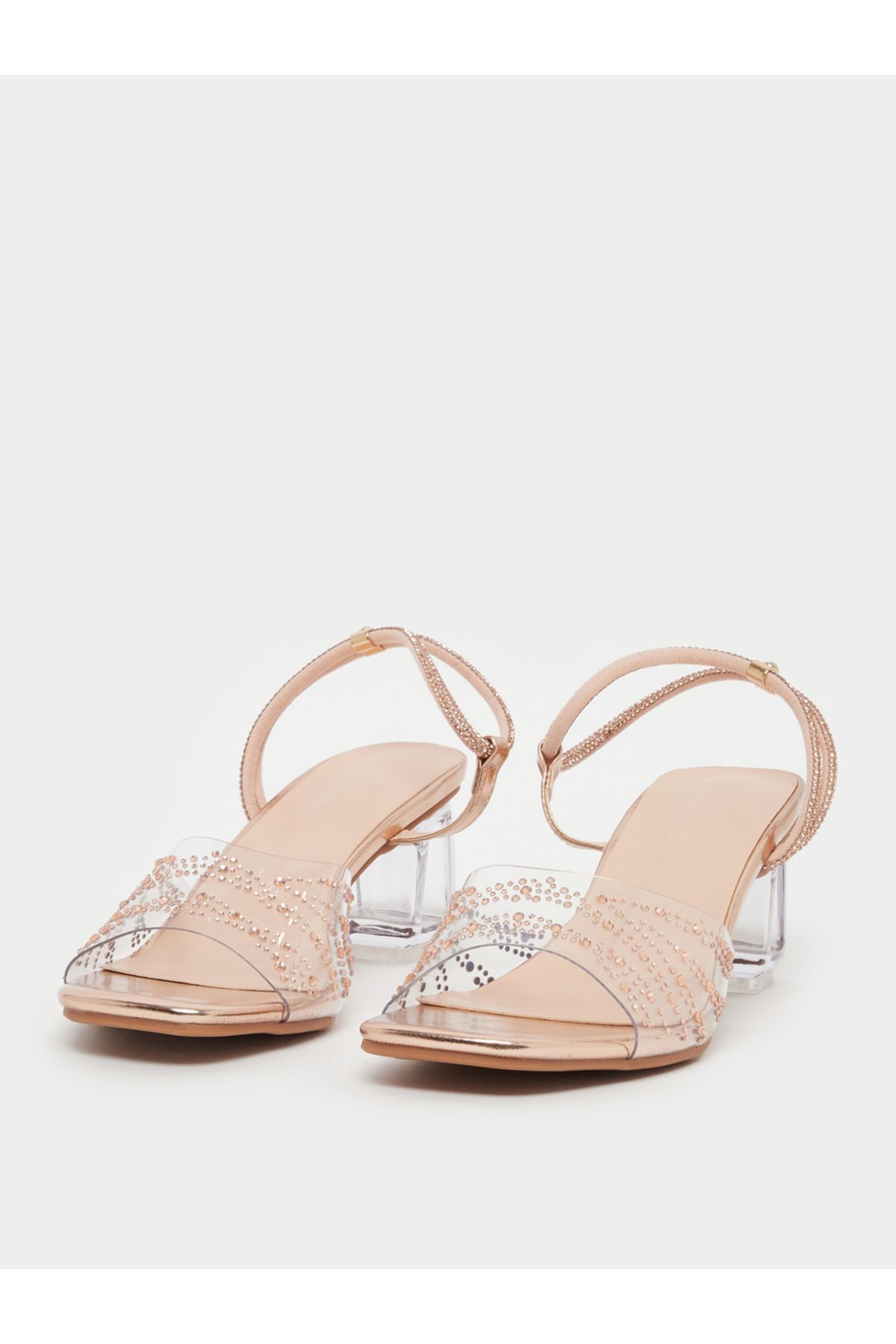 Take Two By Styli-Embellished Transparent Block Heel Sandals 3