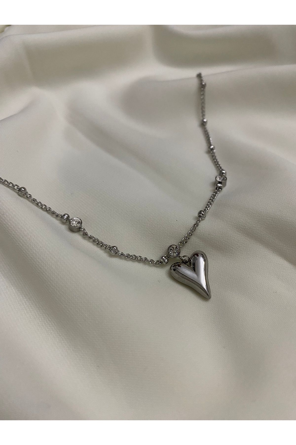 asem jewelry ZİRKON TAŞ VE KALP DETAYLI ÇELİK HALHAL