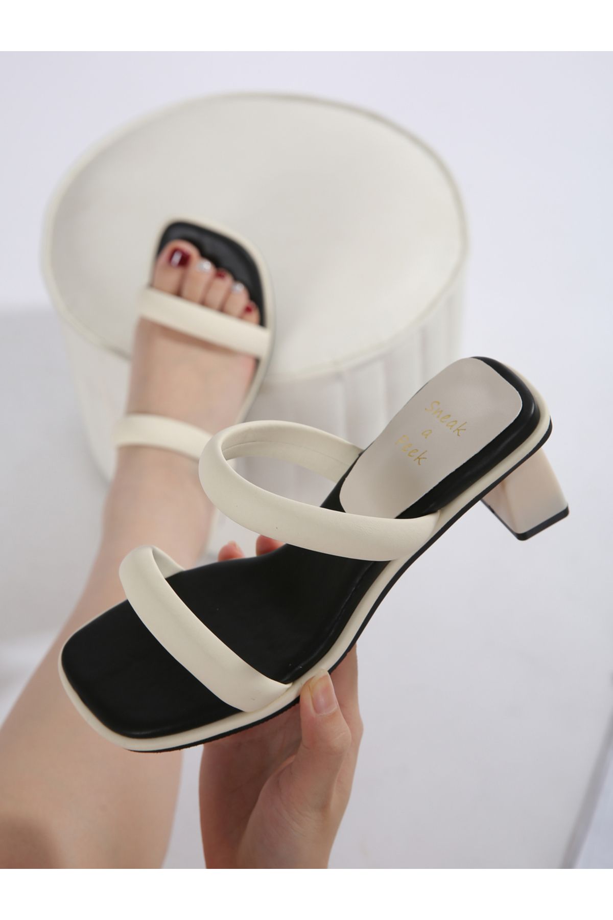 Sneak-a-Peek By Styli-Open Toe Block Heel Sandals 1