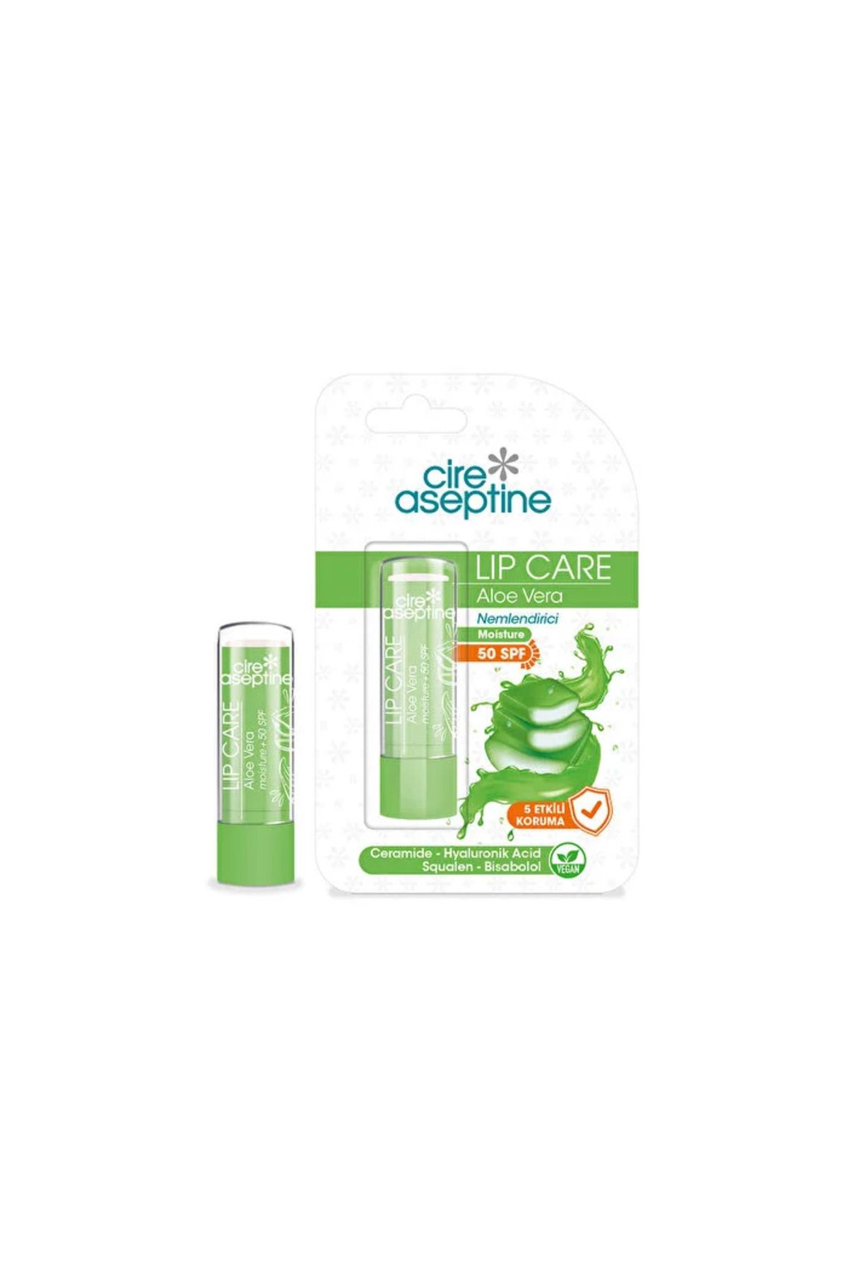 CIRE ASEPTINE Renkli Dudak Bakım Kremi - Aloe Vera 50 SPF - 1 Adet