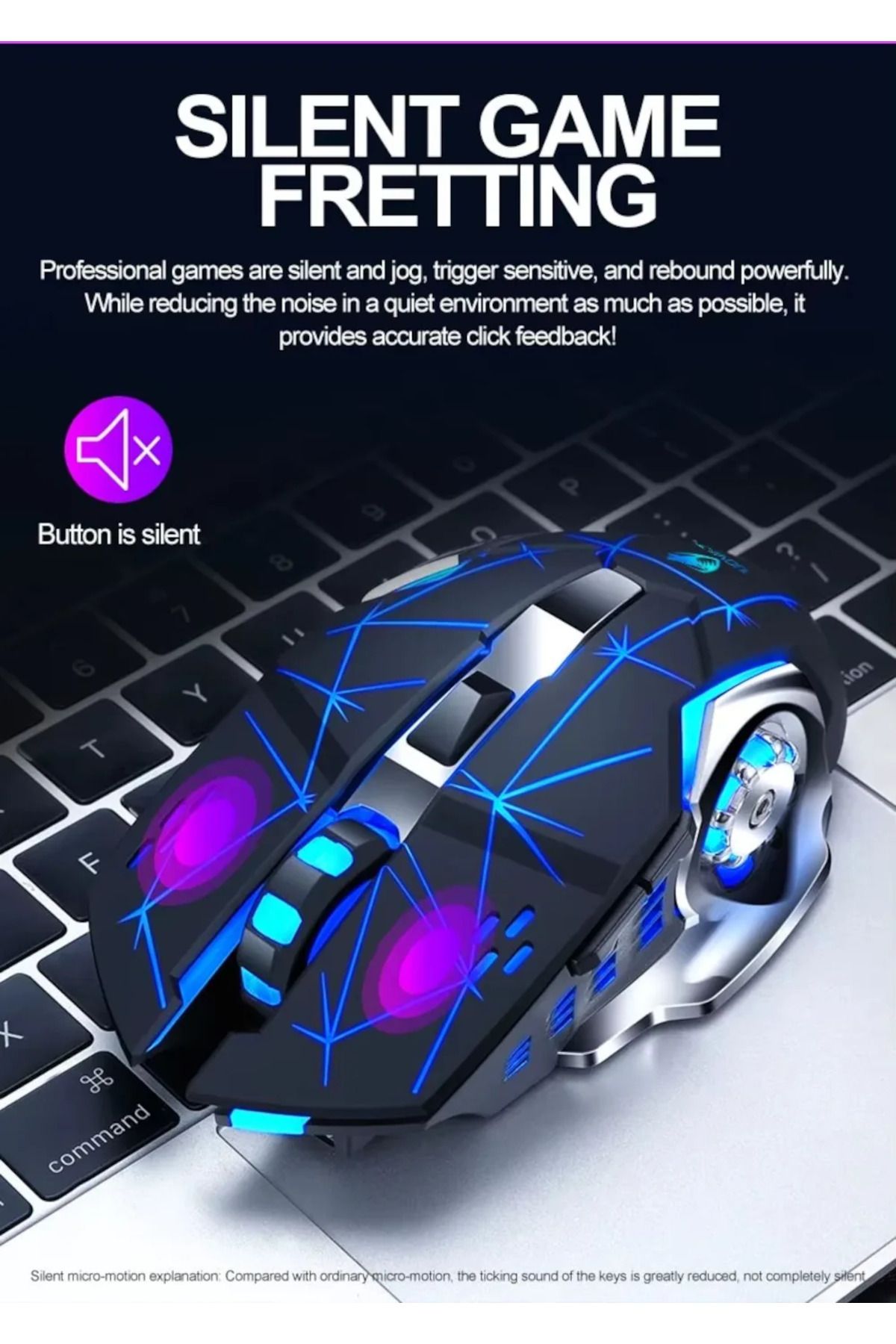 ABYZ-Q13 Wireless Mouse silent multi-device RGB DPI 1600 ergonomic ideal for gaming and office use Black 3